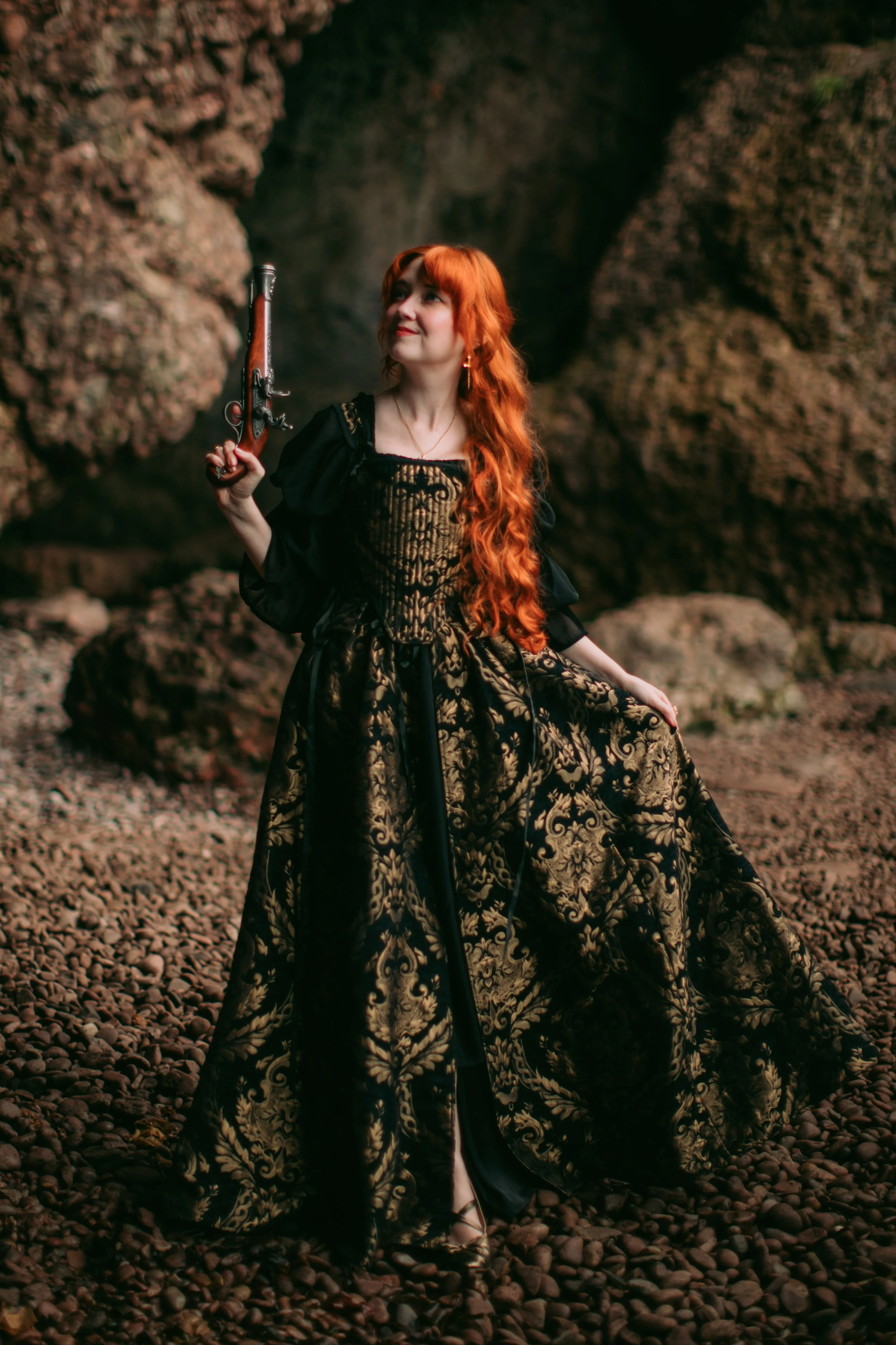 Black and Gold Chenille Overskirt - Image 2