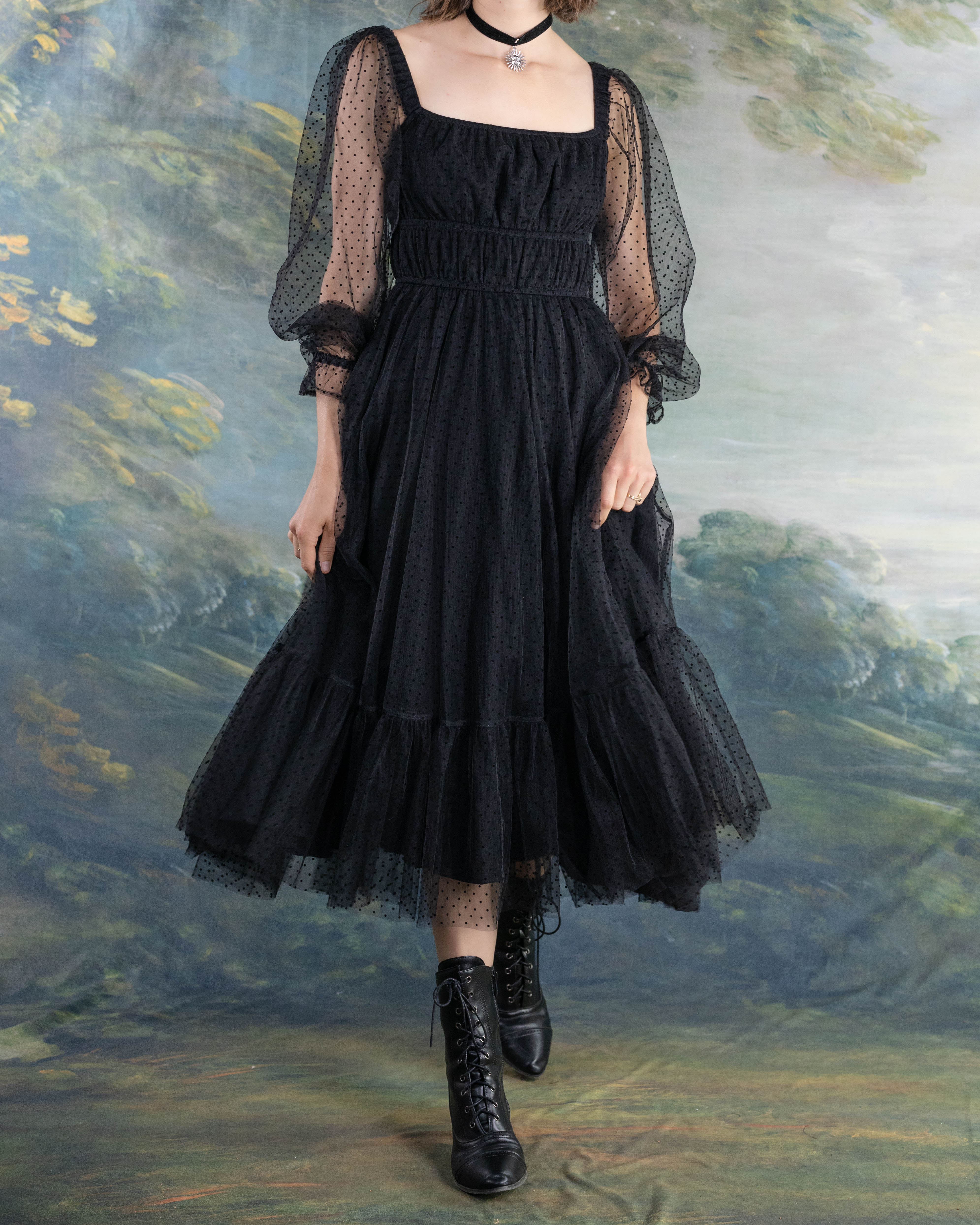 Black Tulle Dot Dress - Image 3