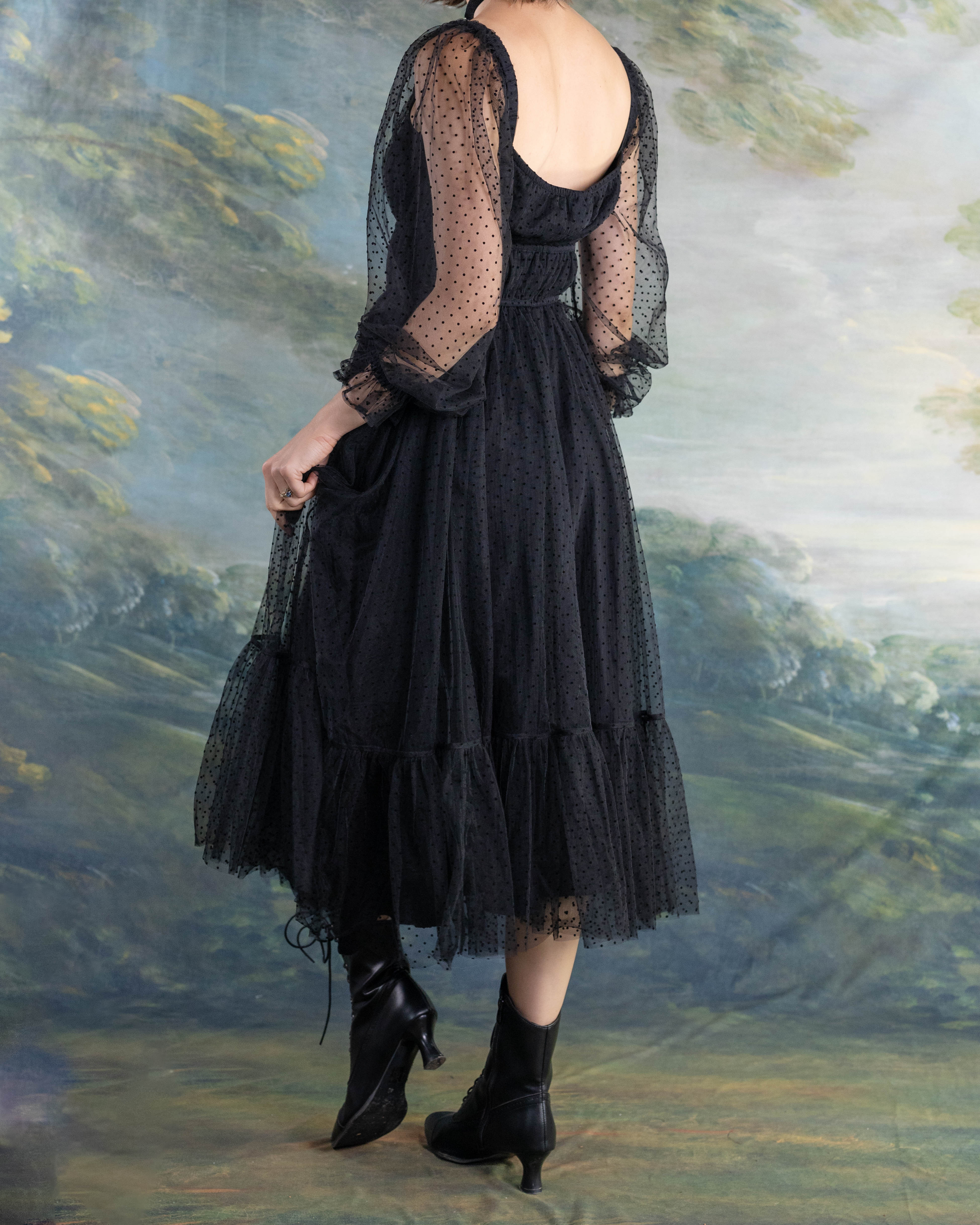 Black Tulle Dot Dress - Image 4
