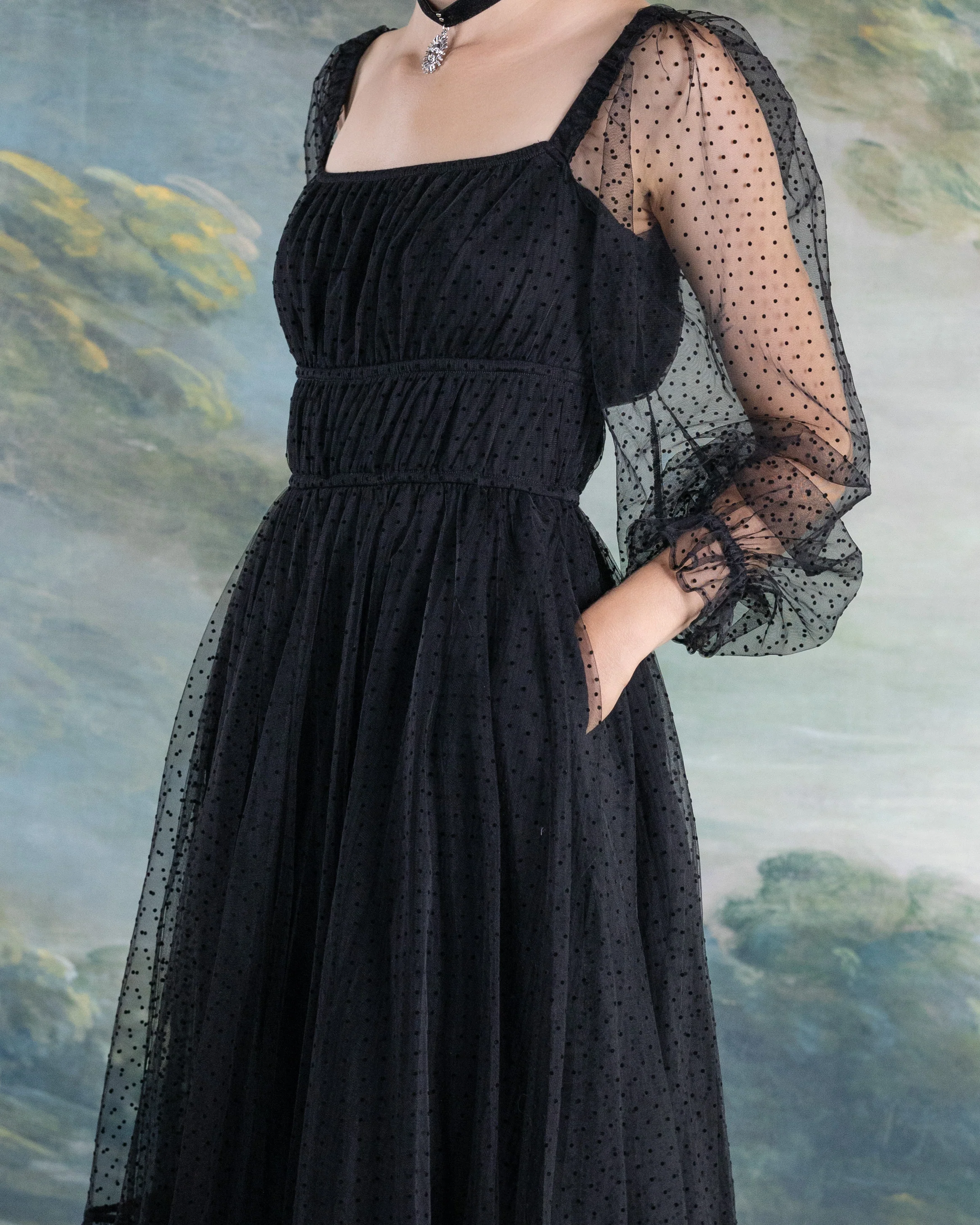 Black Tulle Dot Dress - Image 6