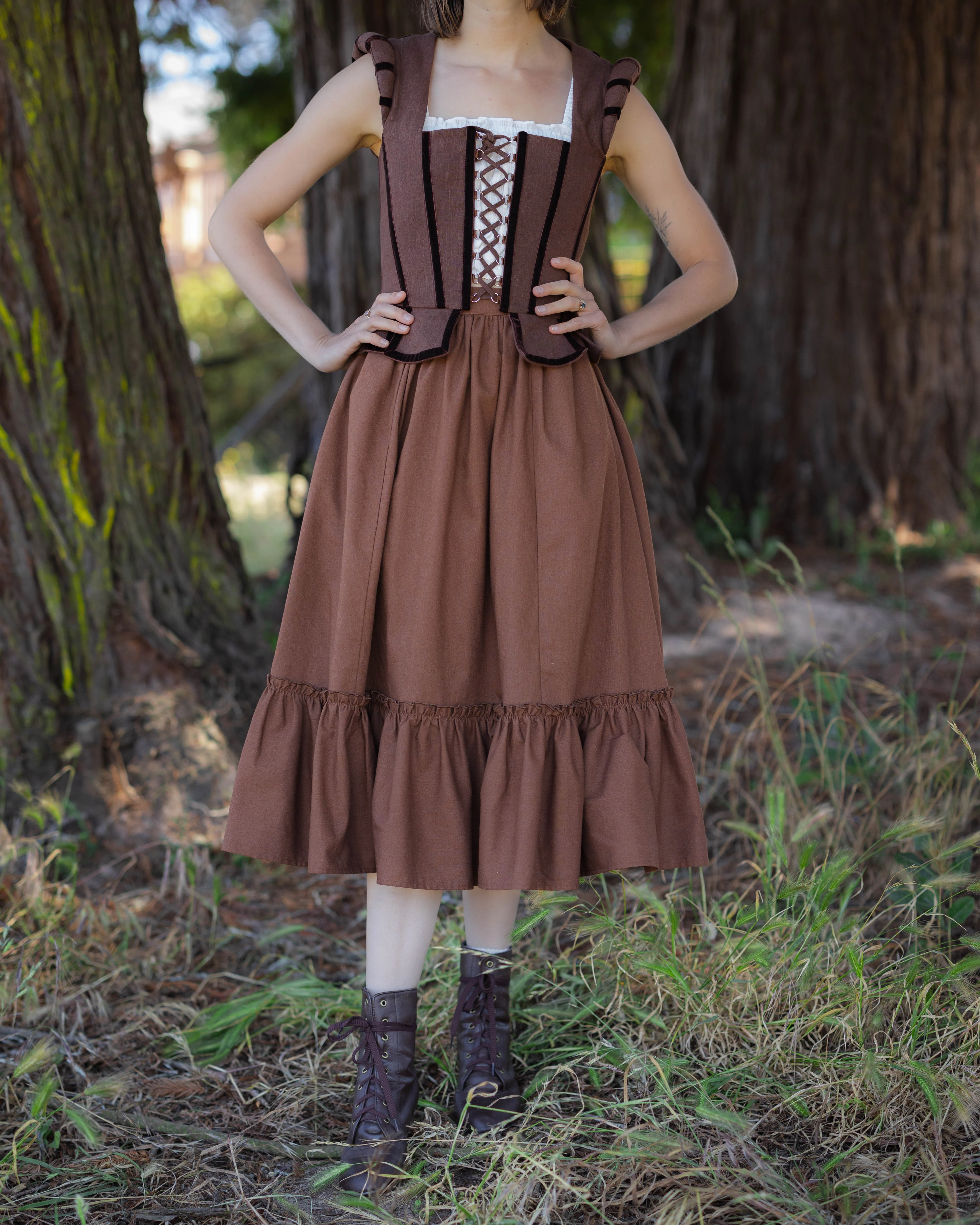 Brown Linen Ruffle Skirt - Image 12