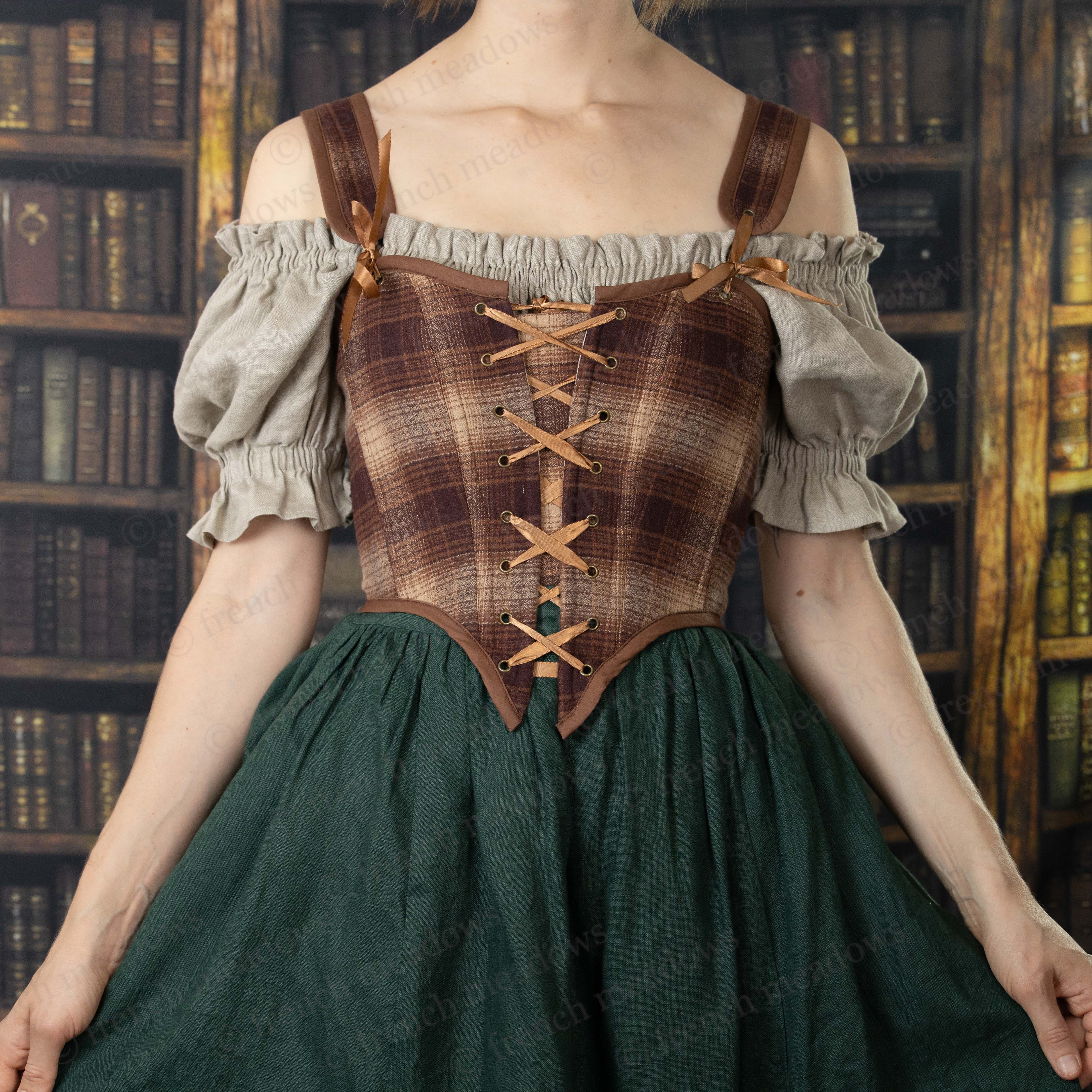 Brown Plaid Corset - Image 4