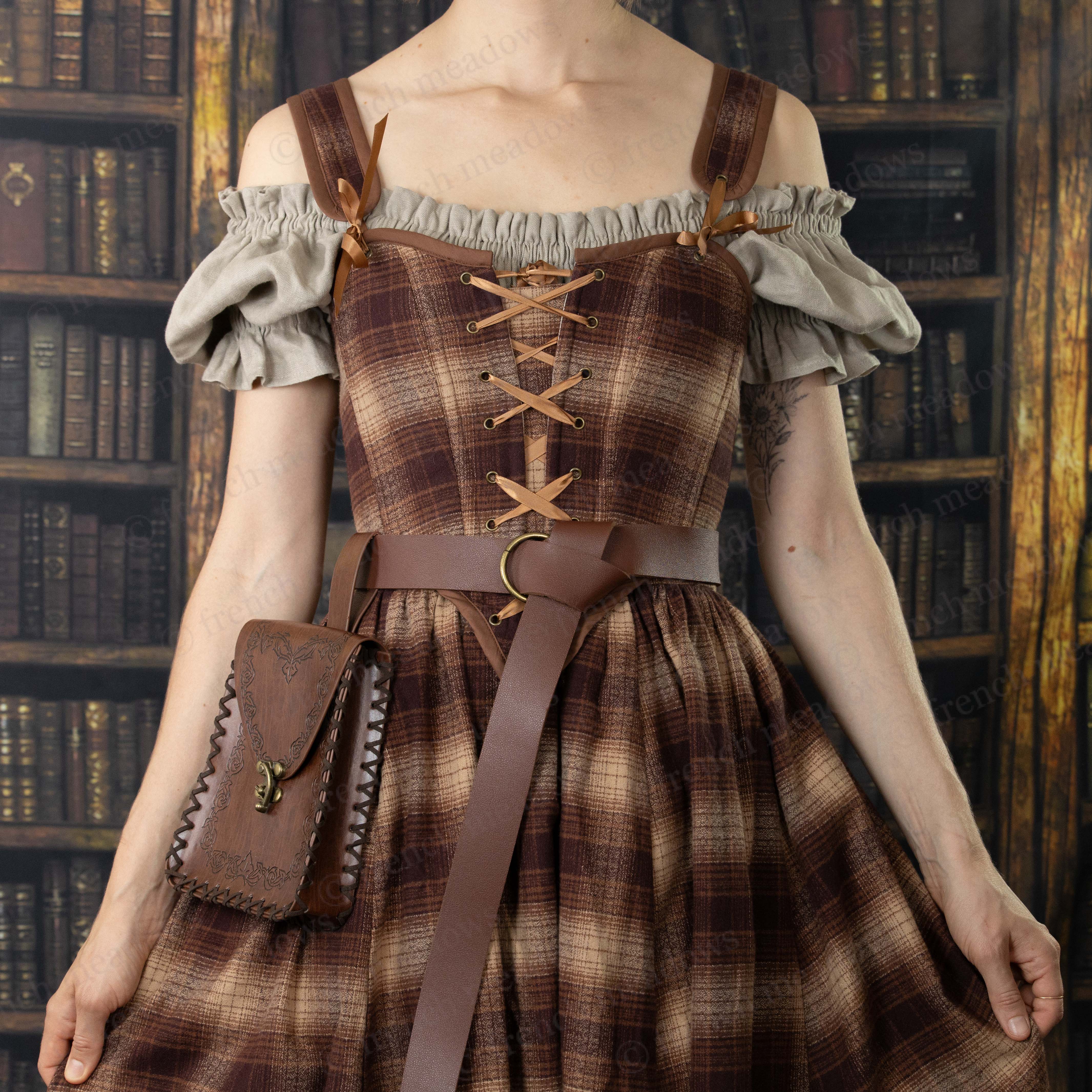 Brown Plaid Corset - Image 6