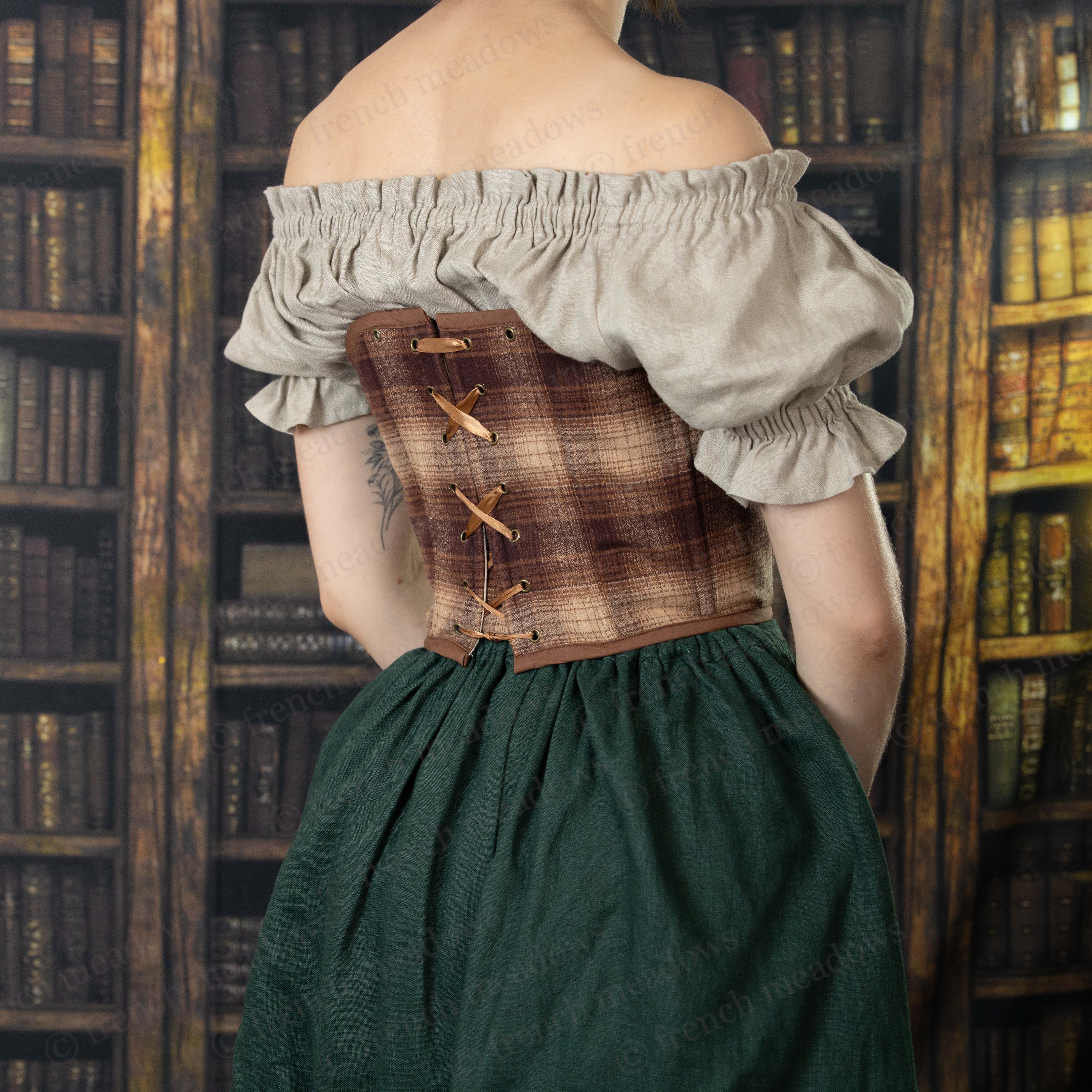 Brown Plaid Corset - Image 9