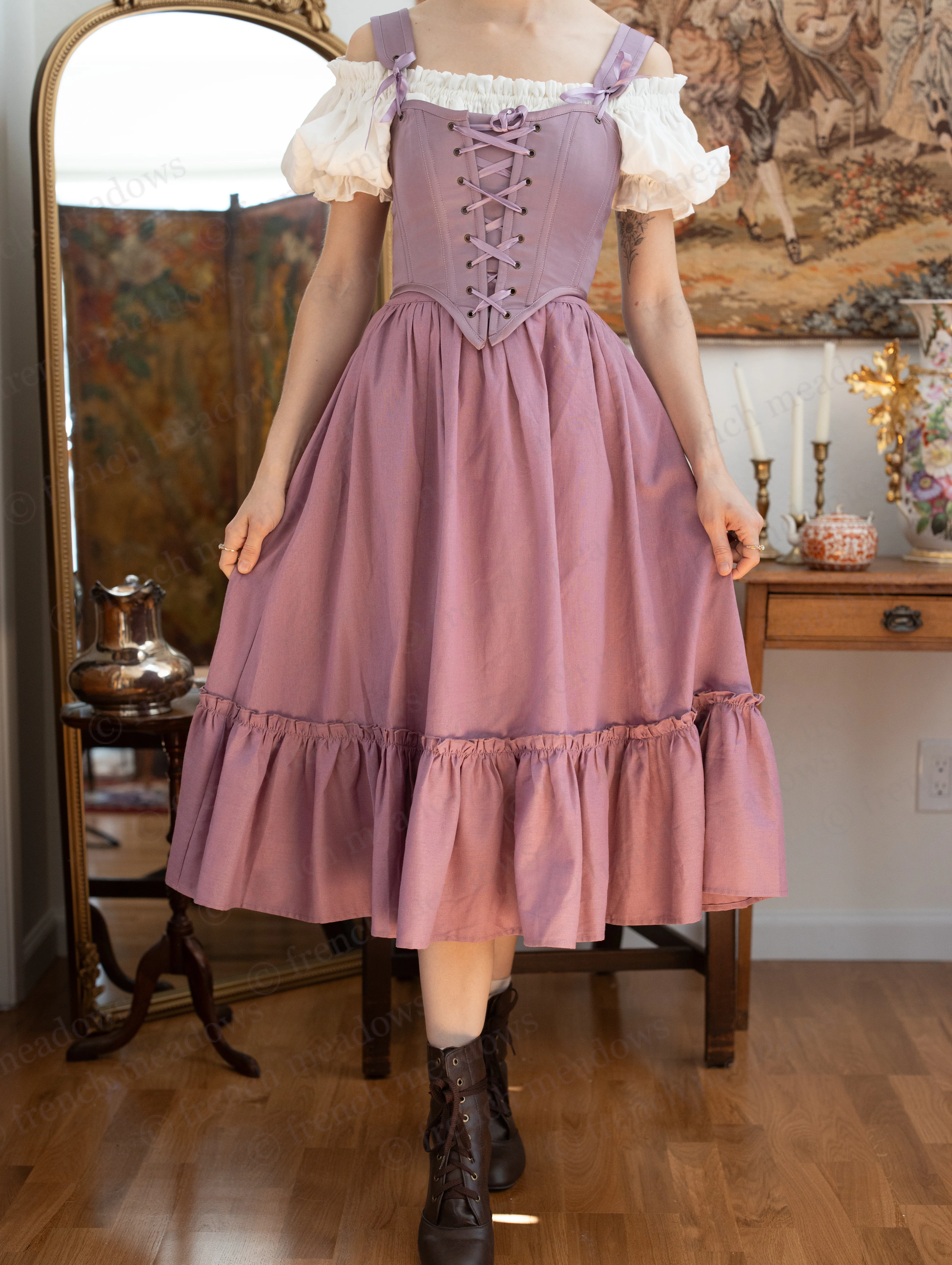 Purple Dusk Satin Corset - Image 13
