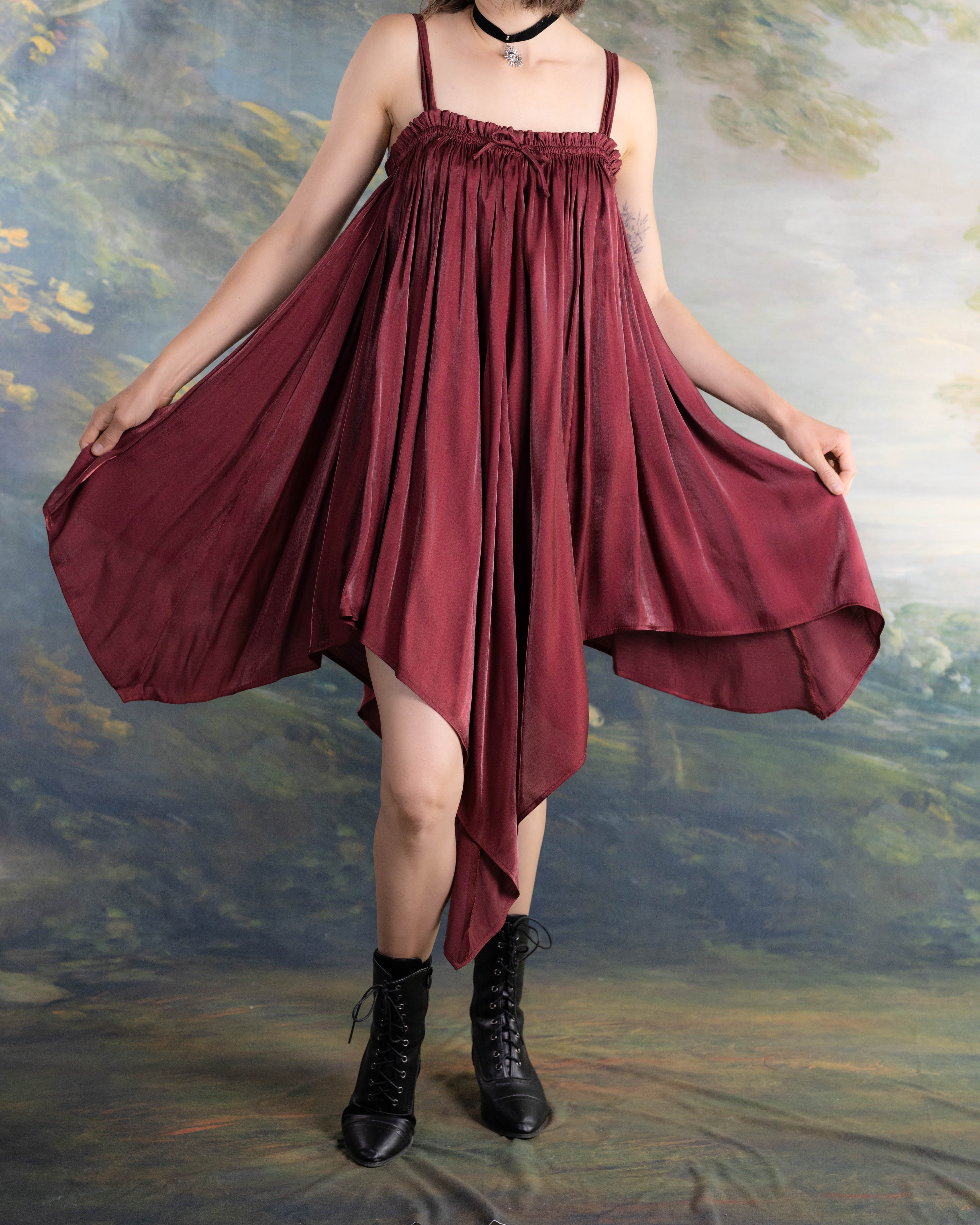 Dark Red Flutter Dress - Image 10
