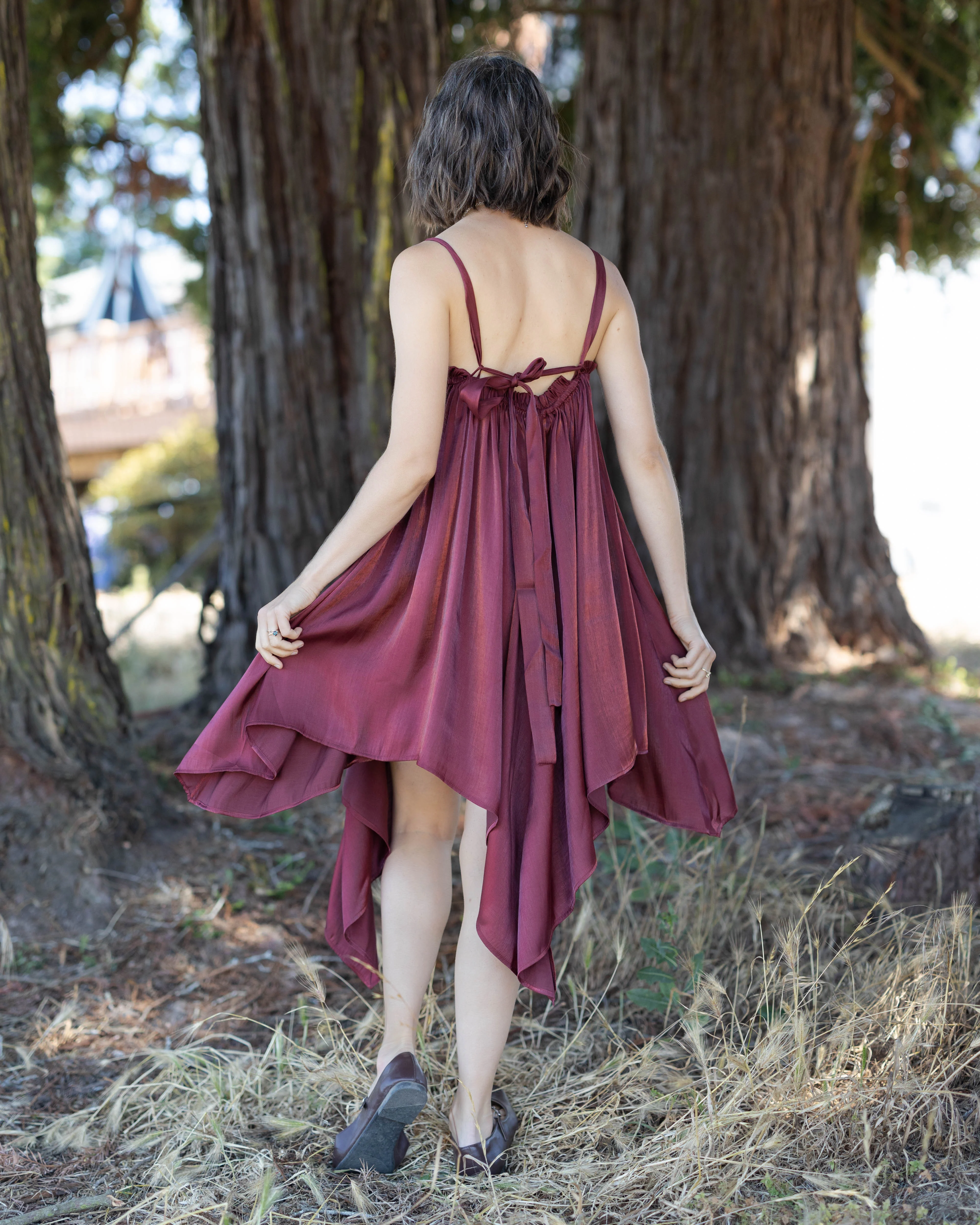 Dark Red Flutter Dress - Image 14