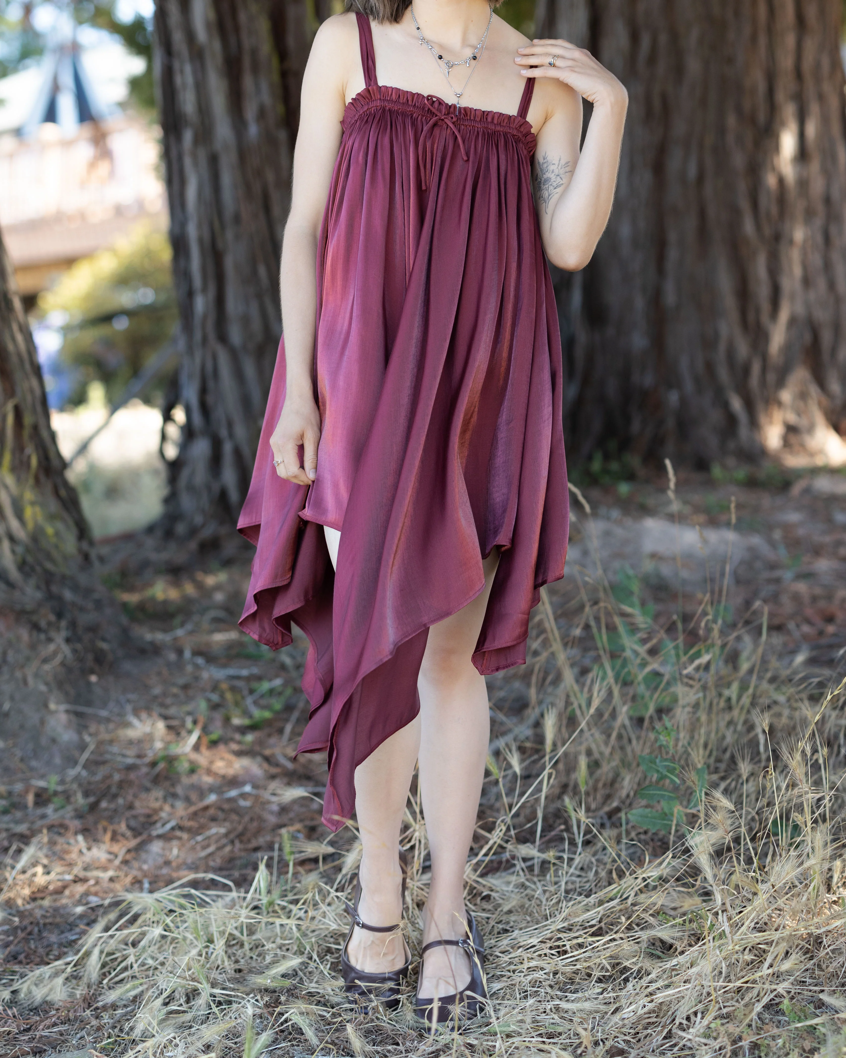 Dark Red Flutter Dress - Image 15