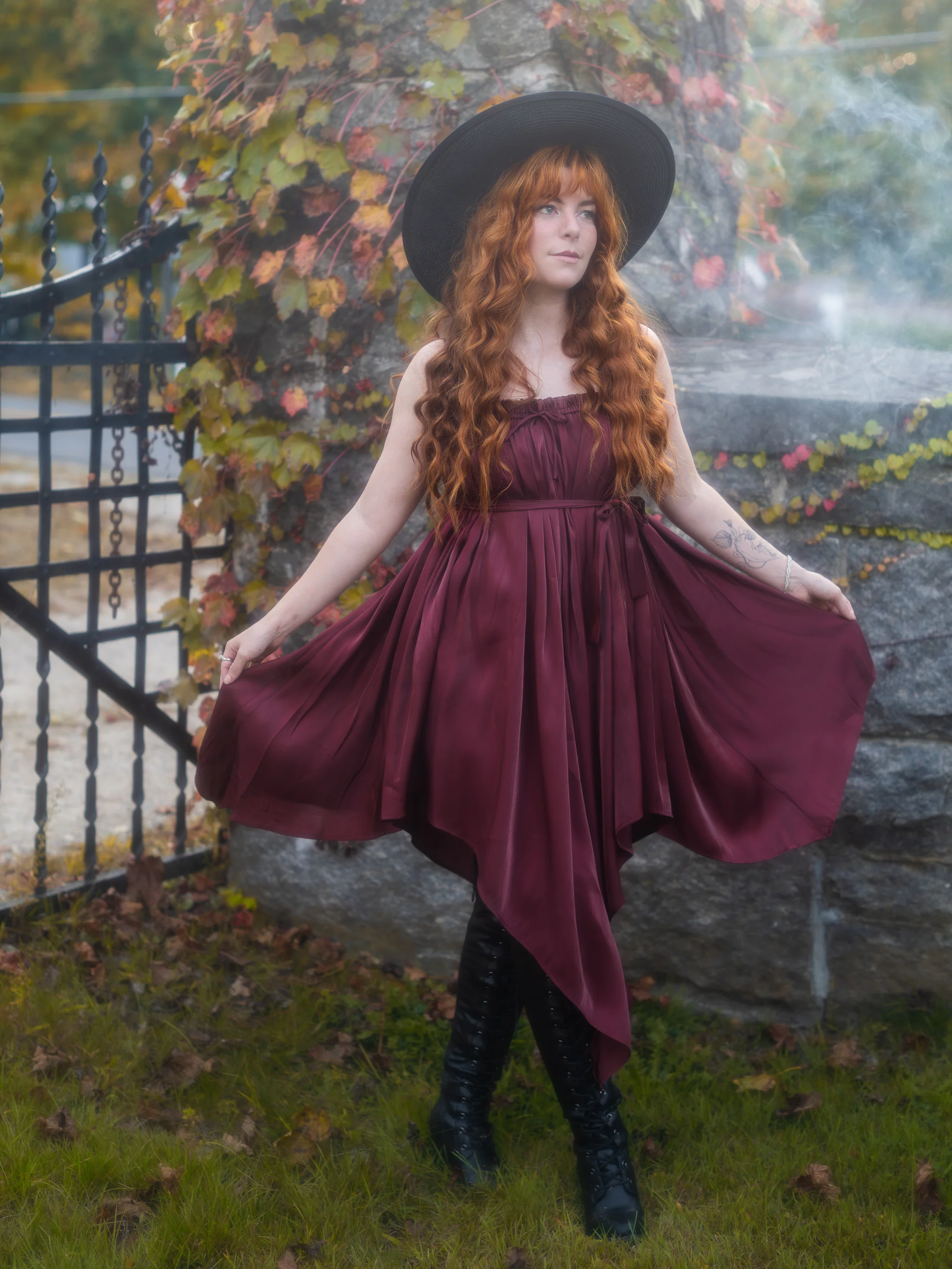 Dark Red Flutter Dress - Image 2
