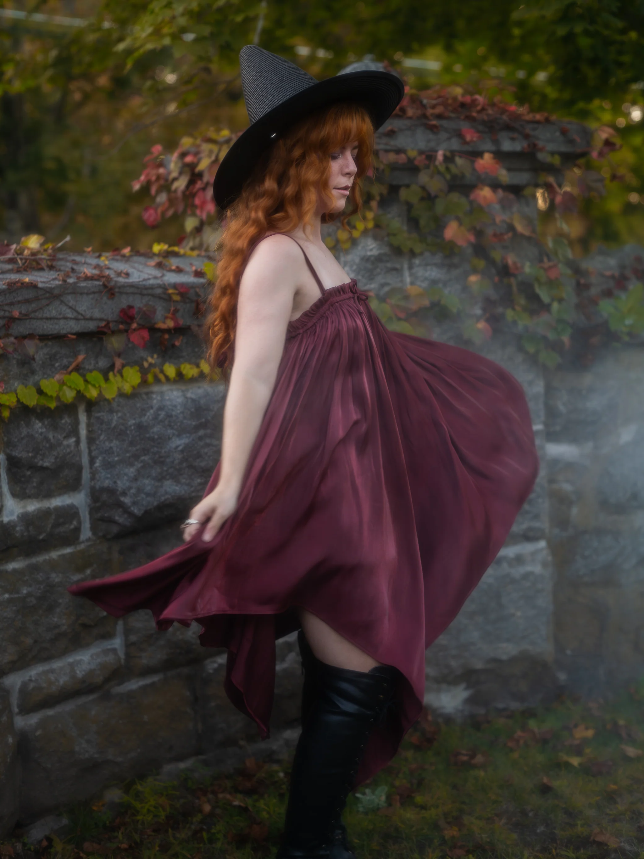 Dark Red Flutter Dress - Image 3