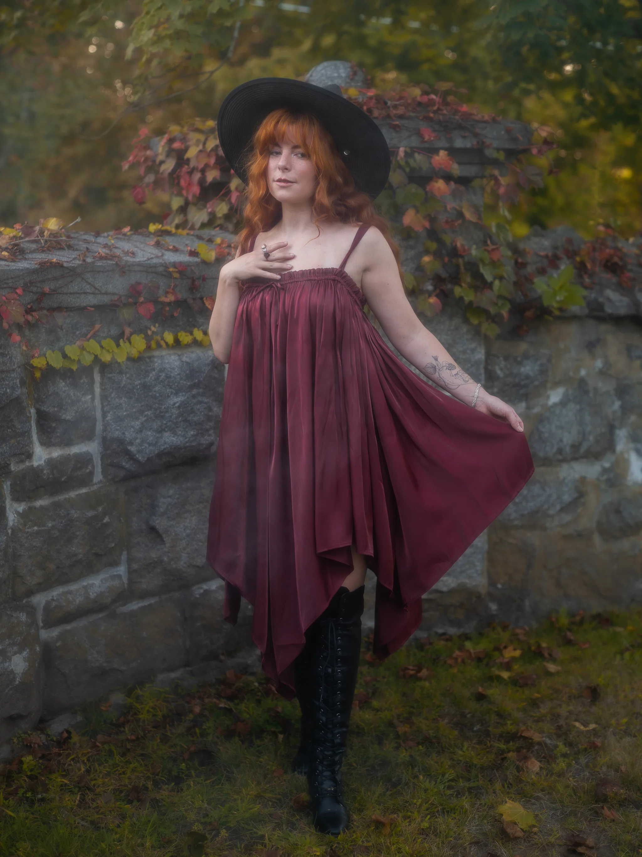 Dark Red Flutter Dress - Image 4