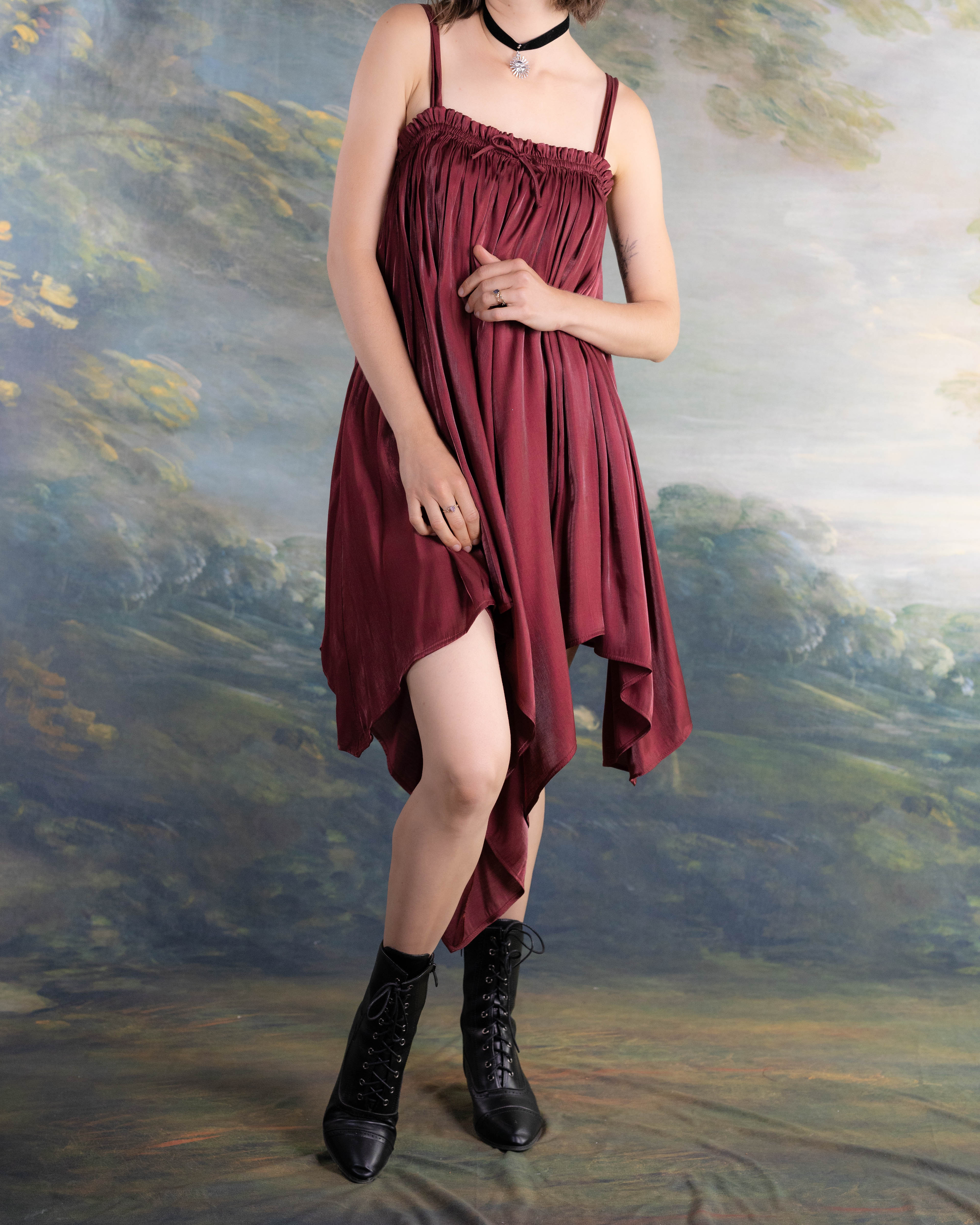 Dark Red Flutter Dress - Image 8
