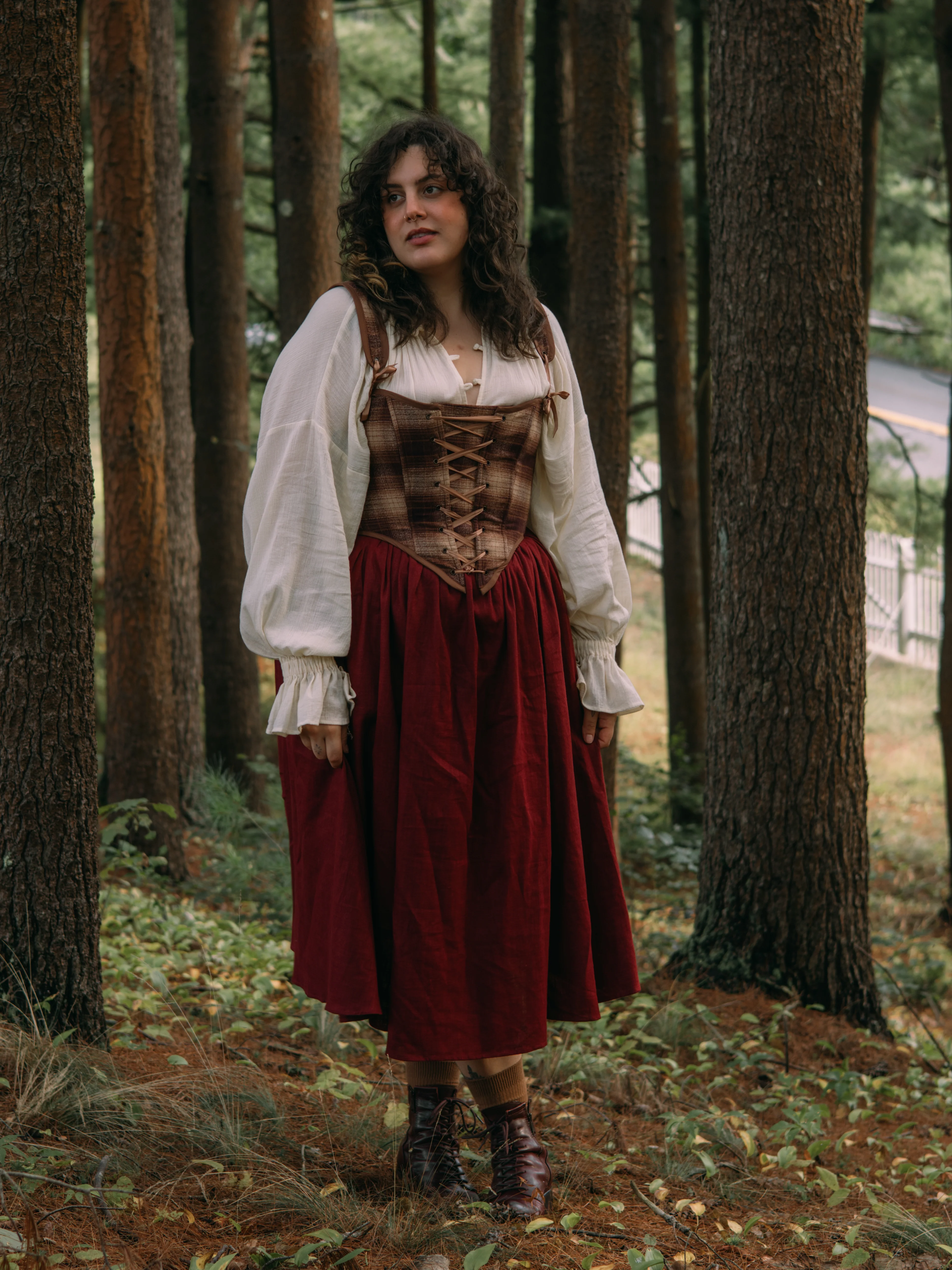 Burgundy Ramie Midi Skirt - Image 5
