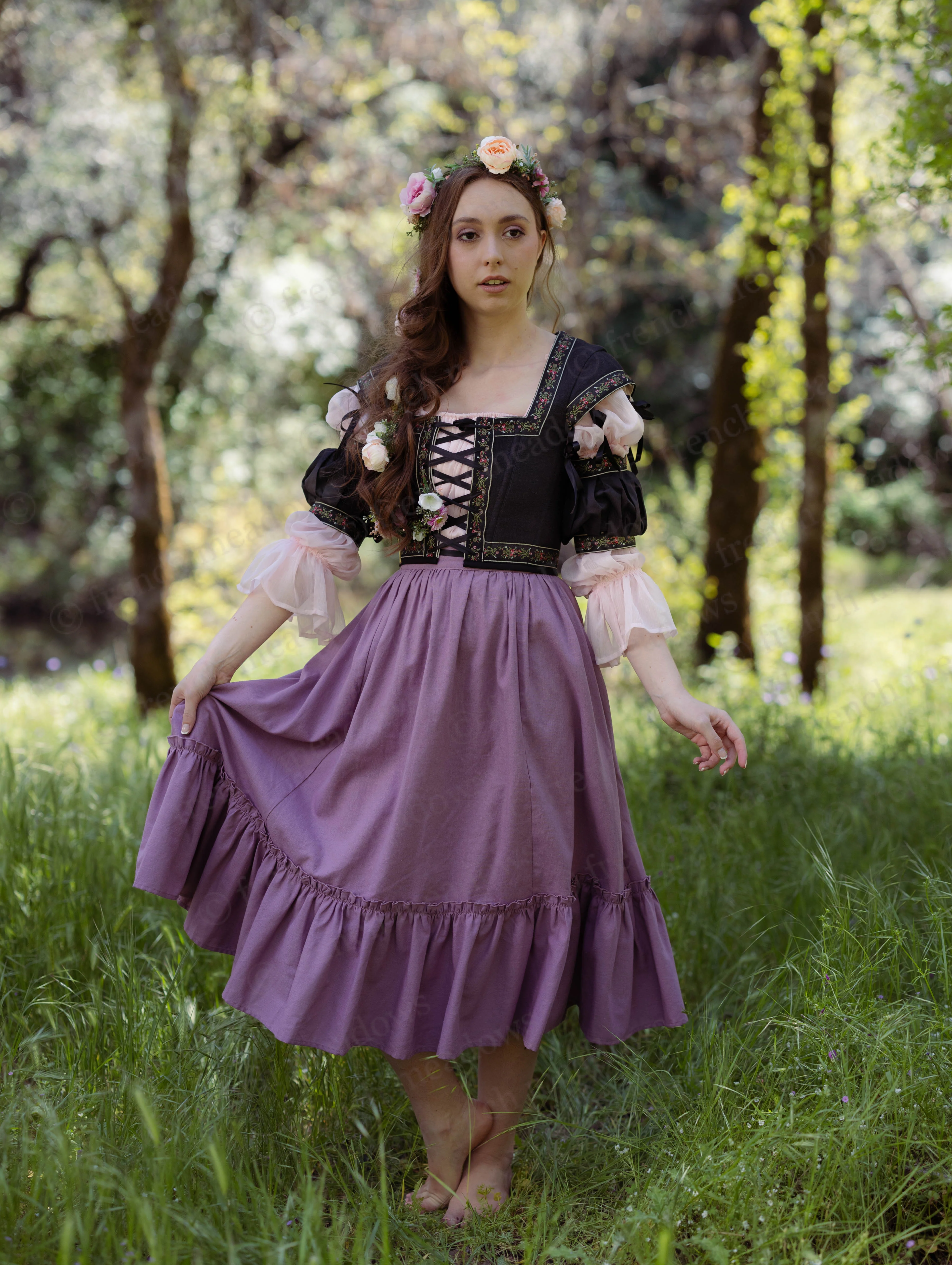 Black Ribbon Folk Bodice - Image 4