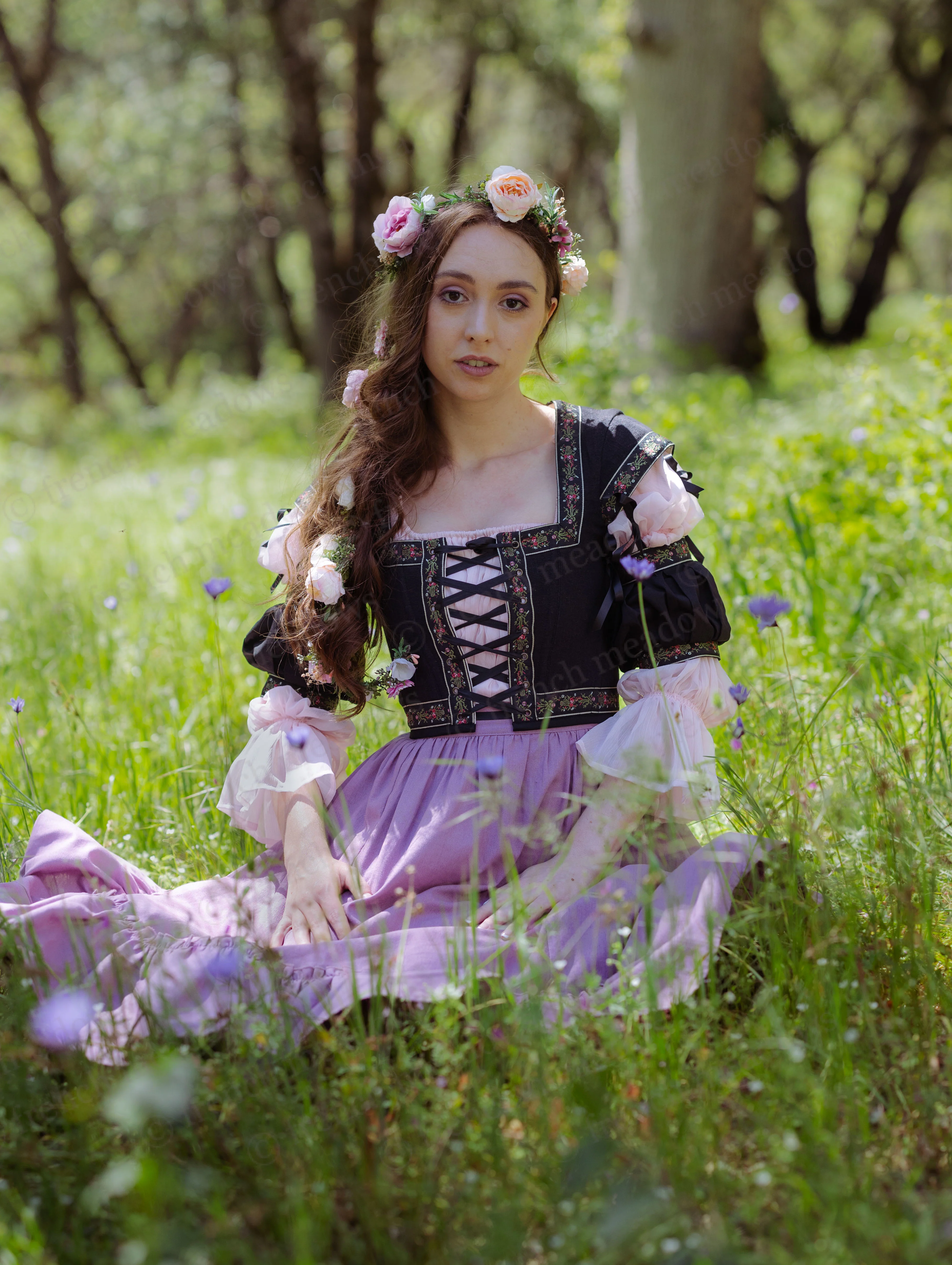 Black Ribbon Folk Bodice - Image 8