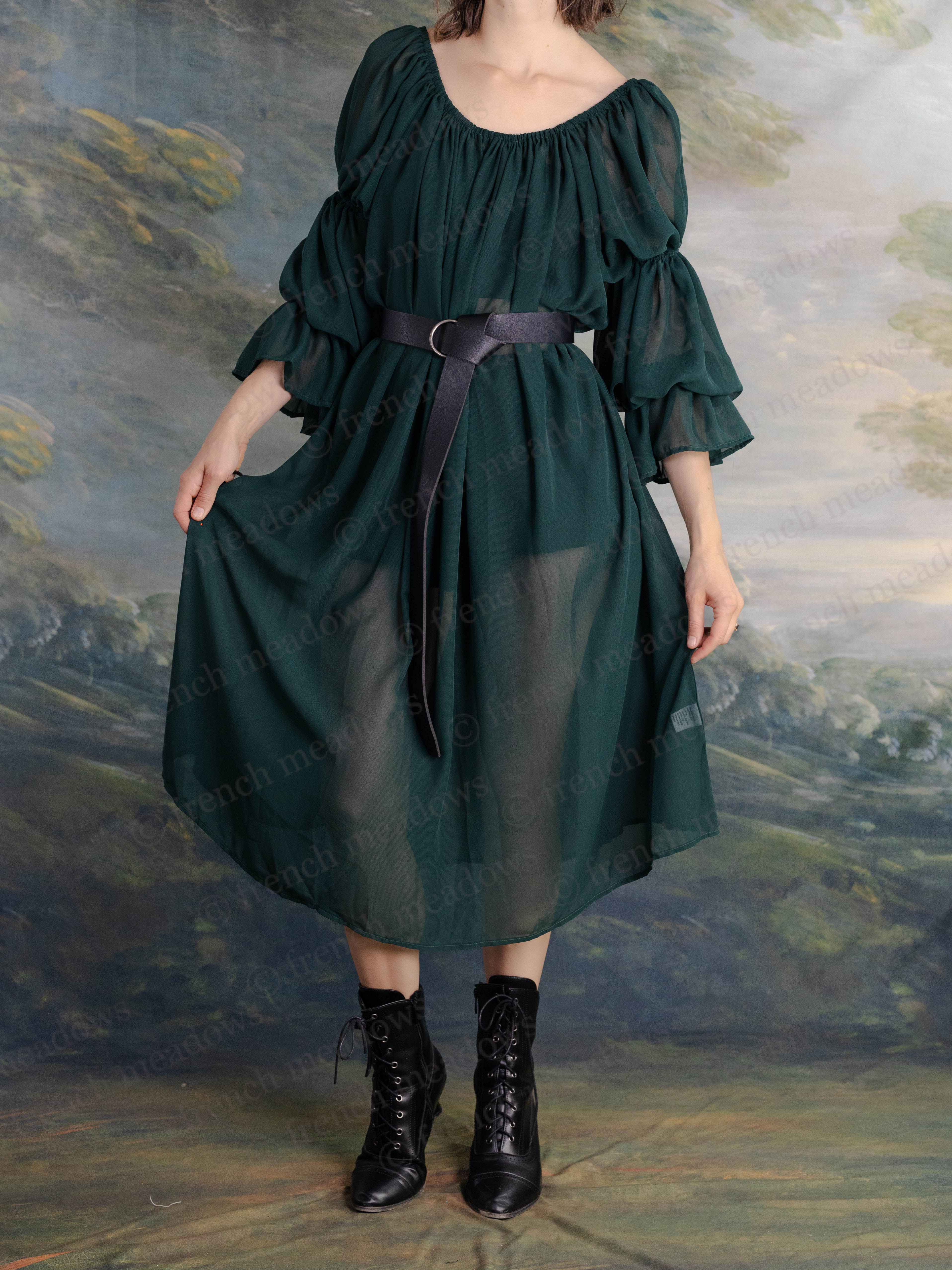 Forest Green Chiffon Chemise - Image 2