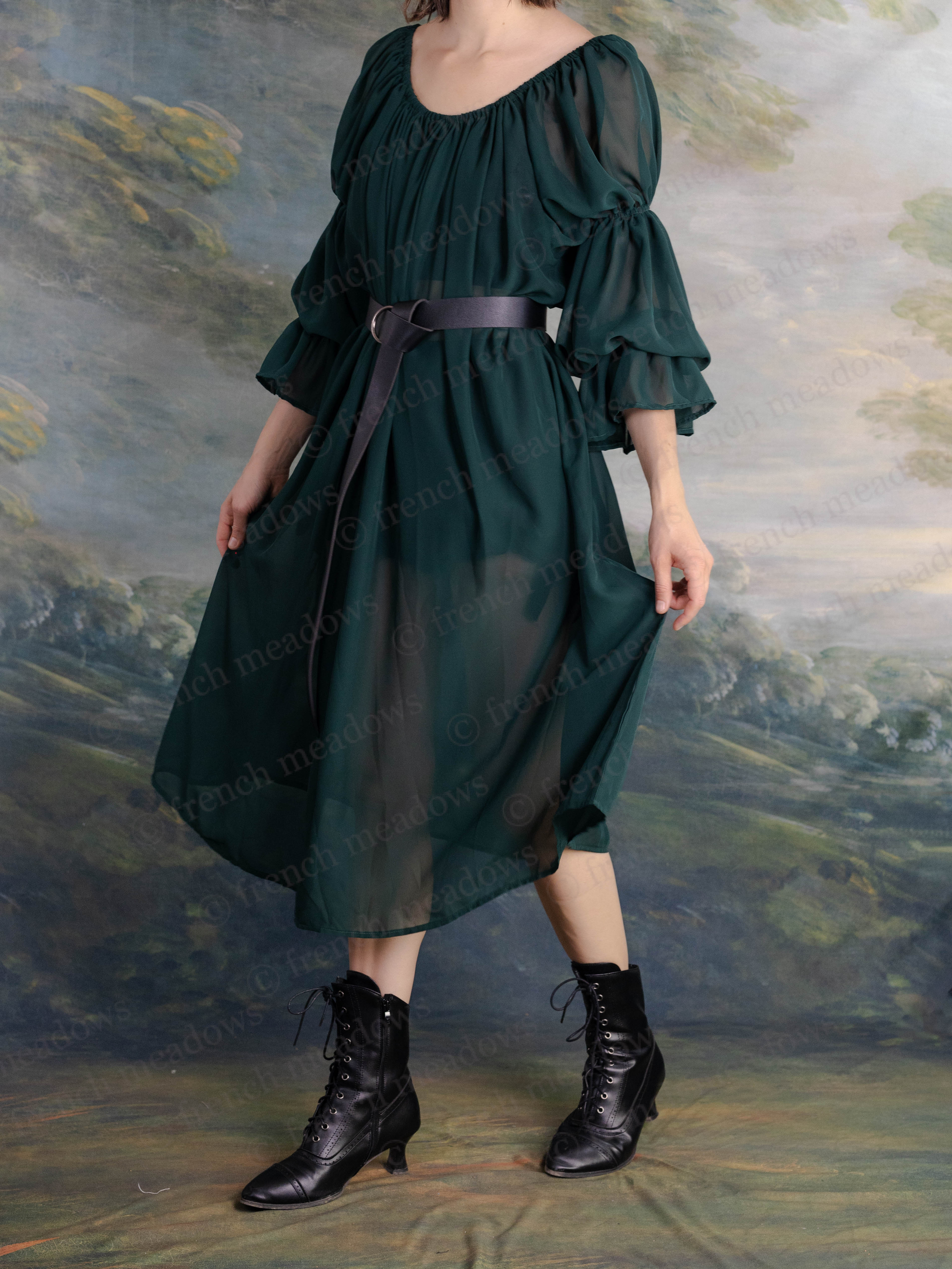 Forest Green Chiffon Chemise - Image 3