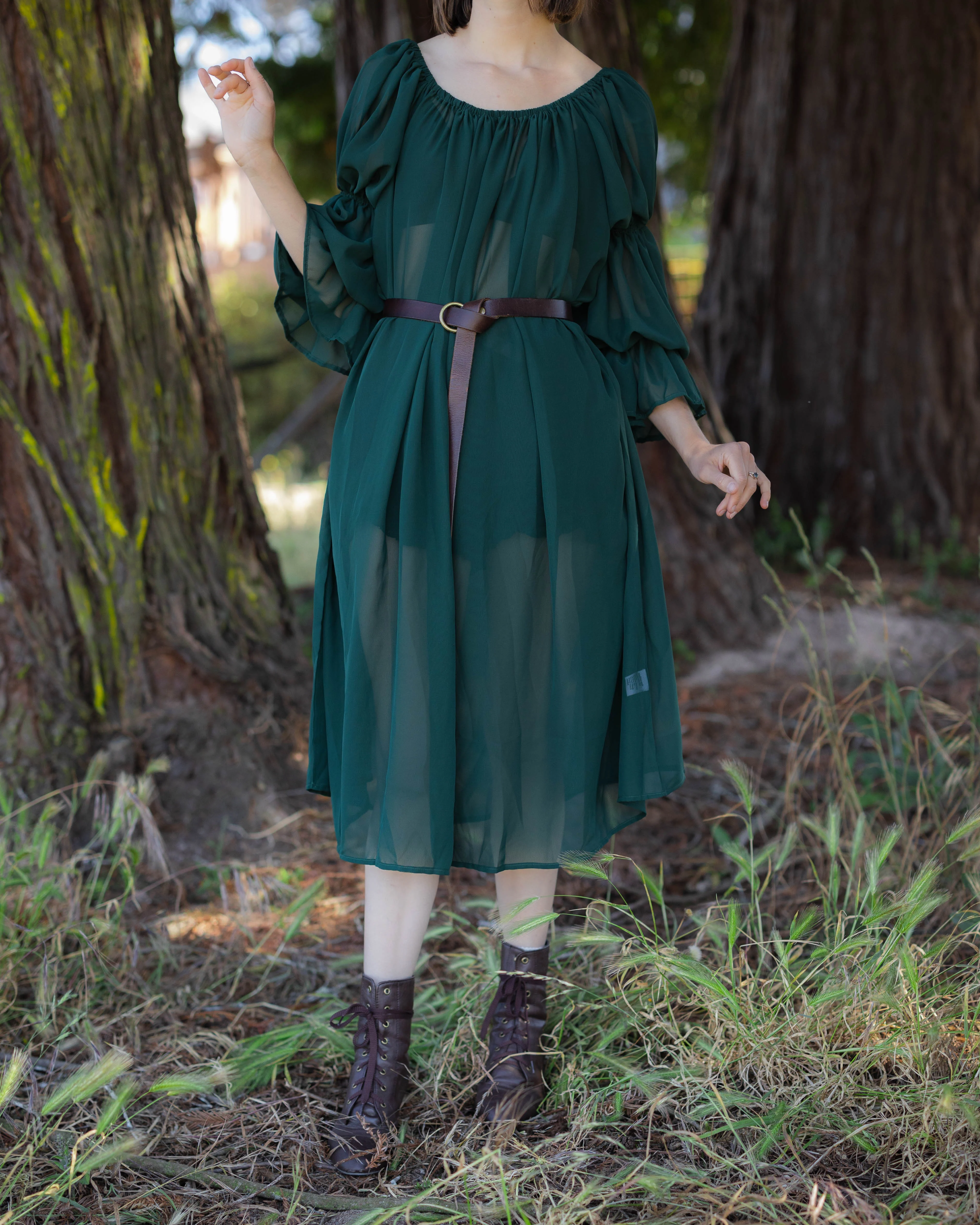 Forest Green Chiffon Chemise - Image 7