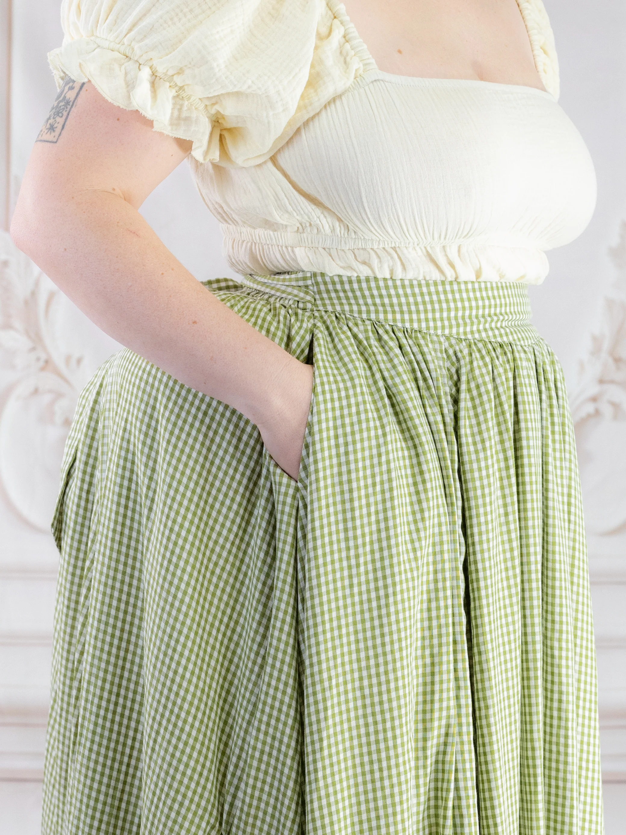 Green Gingham Ruffle Skirt - Image 11