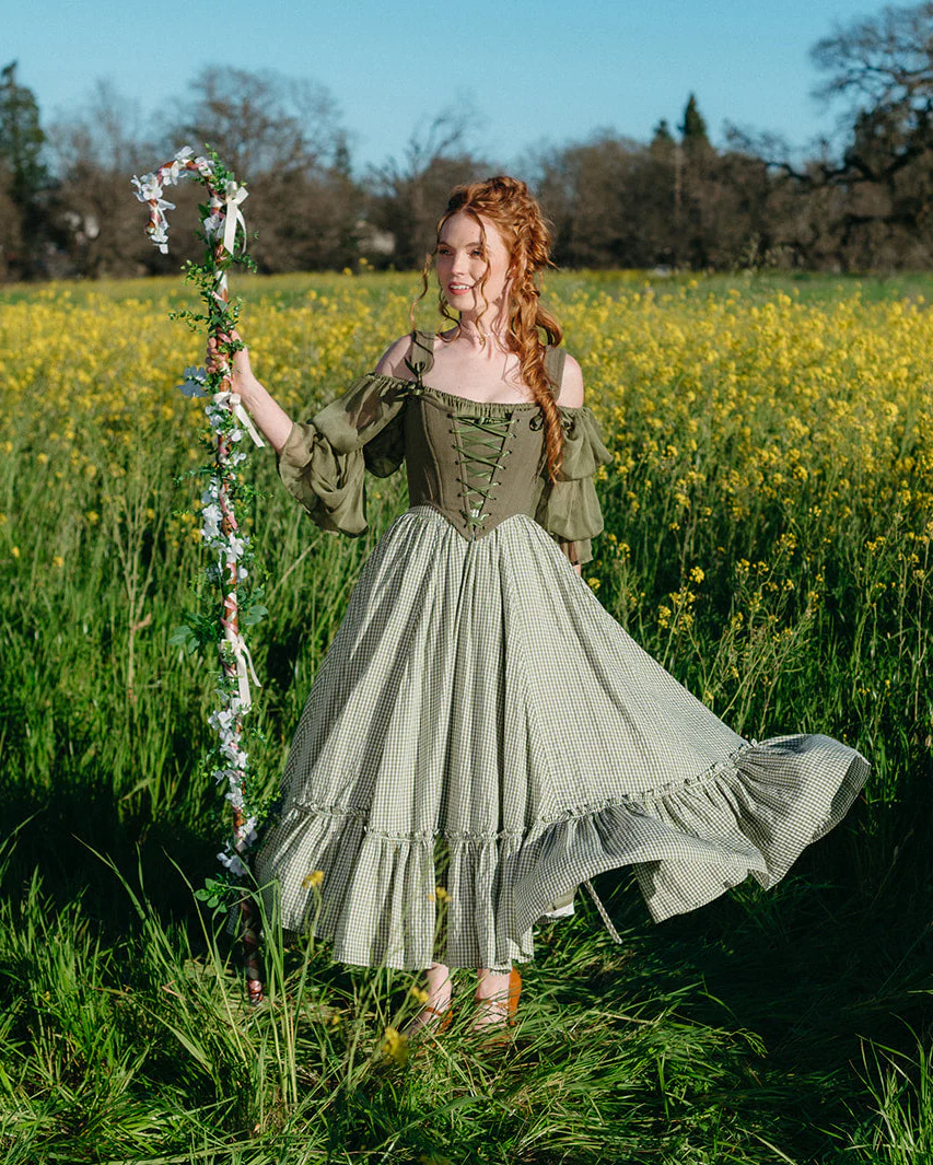 Green Gingham Ruffle Skirt - Image 14