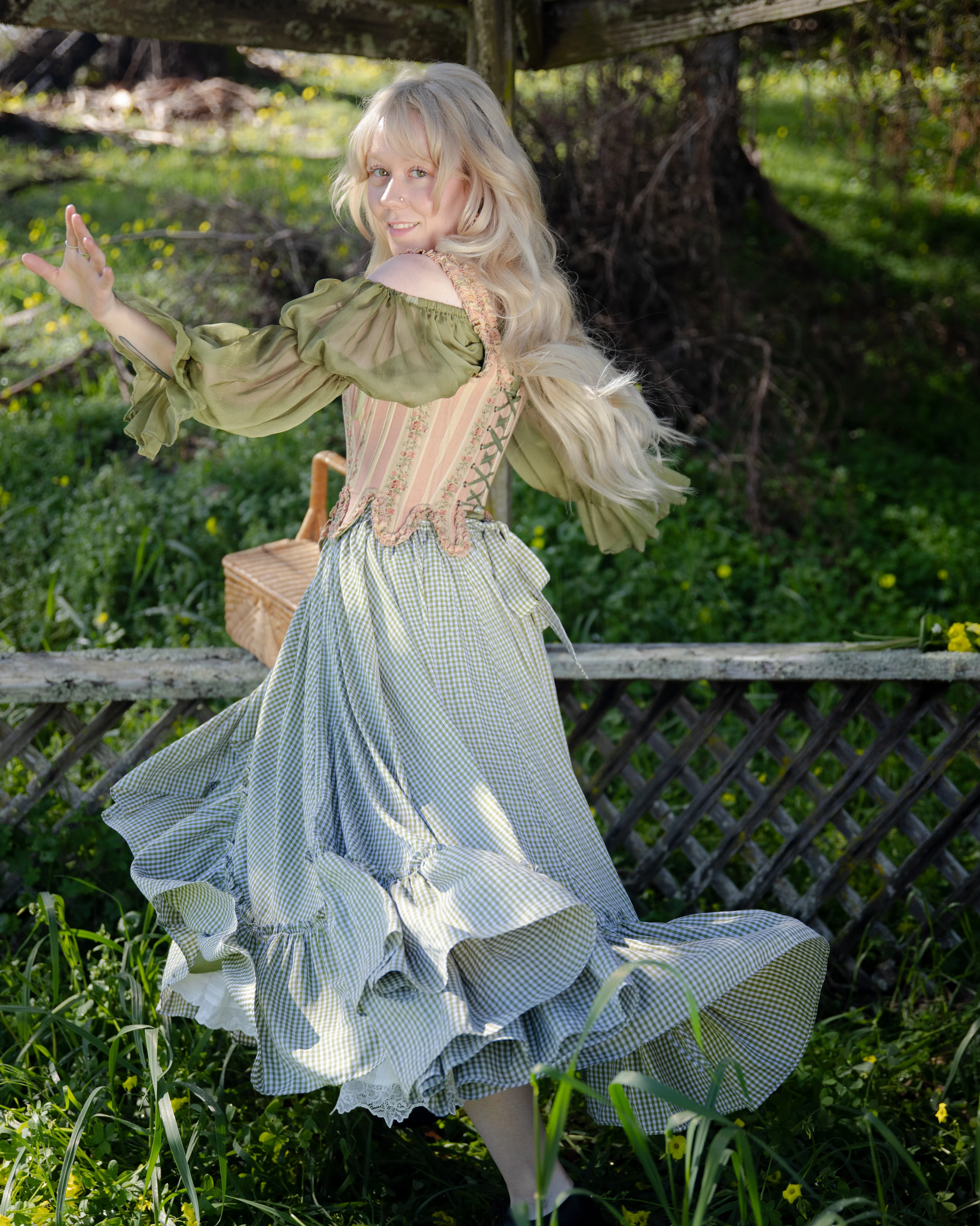 Green Gingham Ruffle Skirt - Image 4
