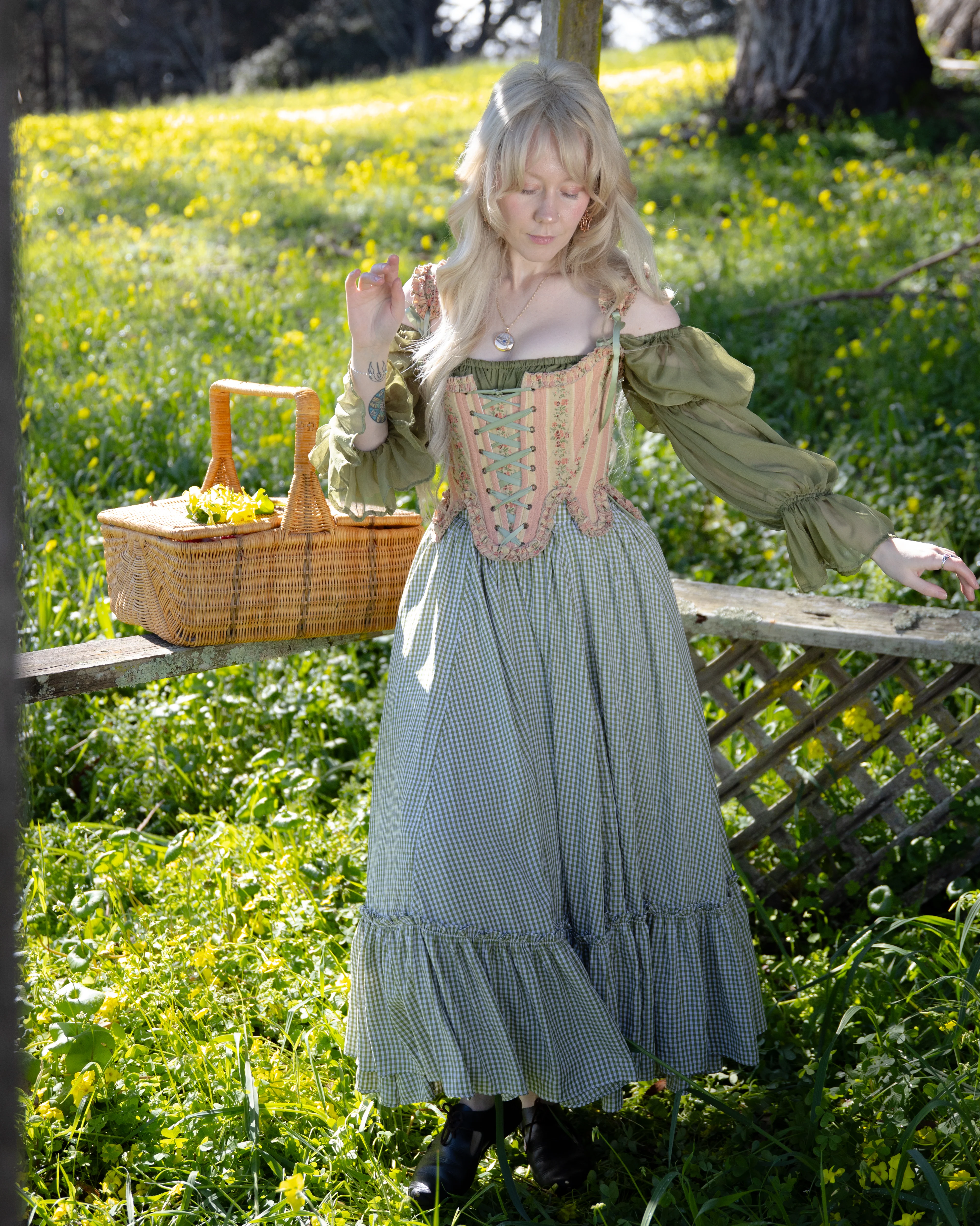 Green Gingham Ruffle Skirt - Image 6