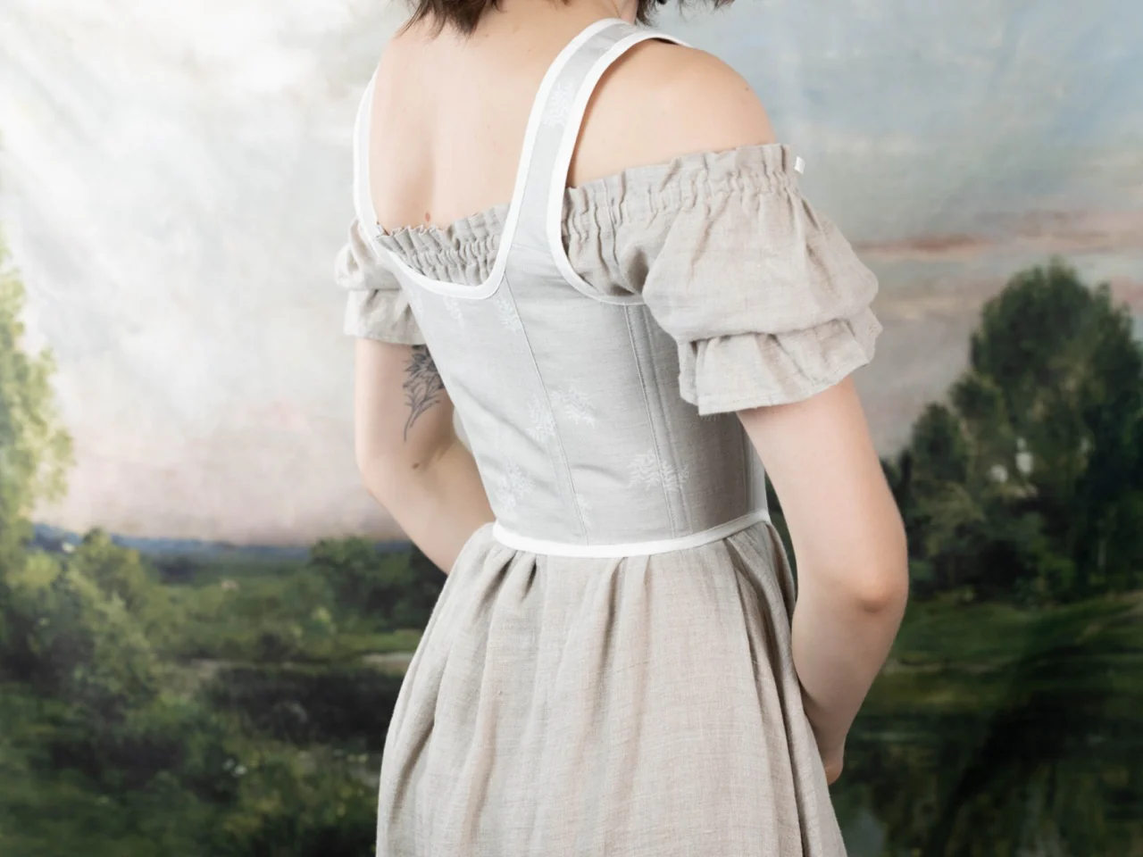 Handmade Beige Fern Corset - Image 2