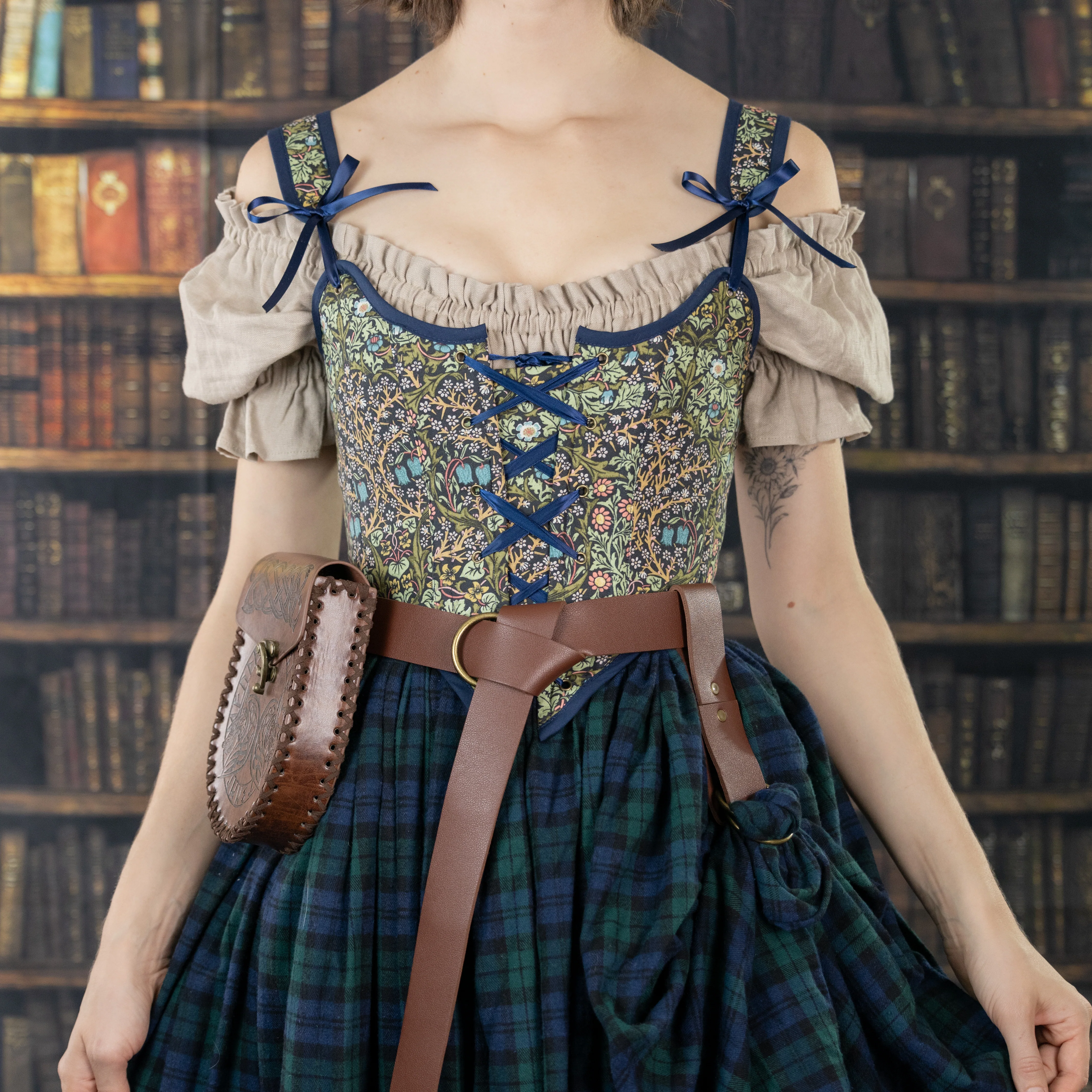 Handmade Blackthorn Blue Floral Corset - Image 6