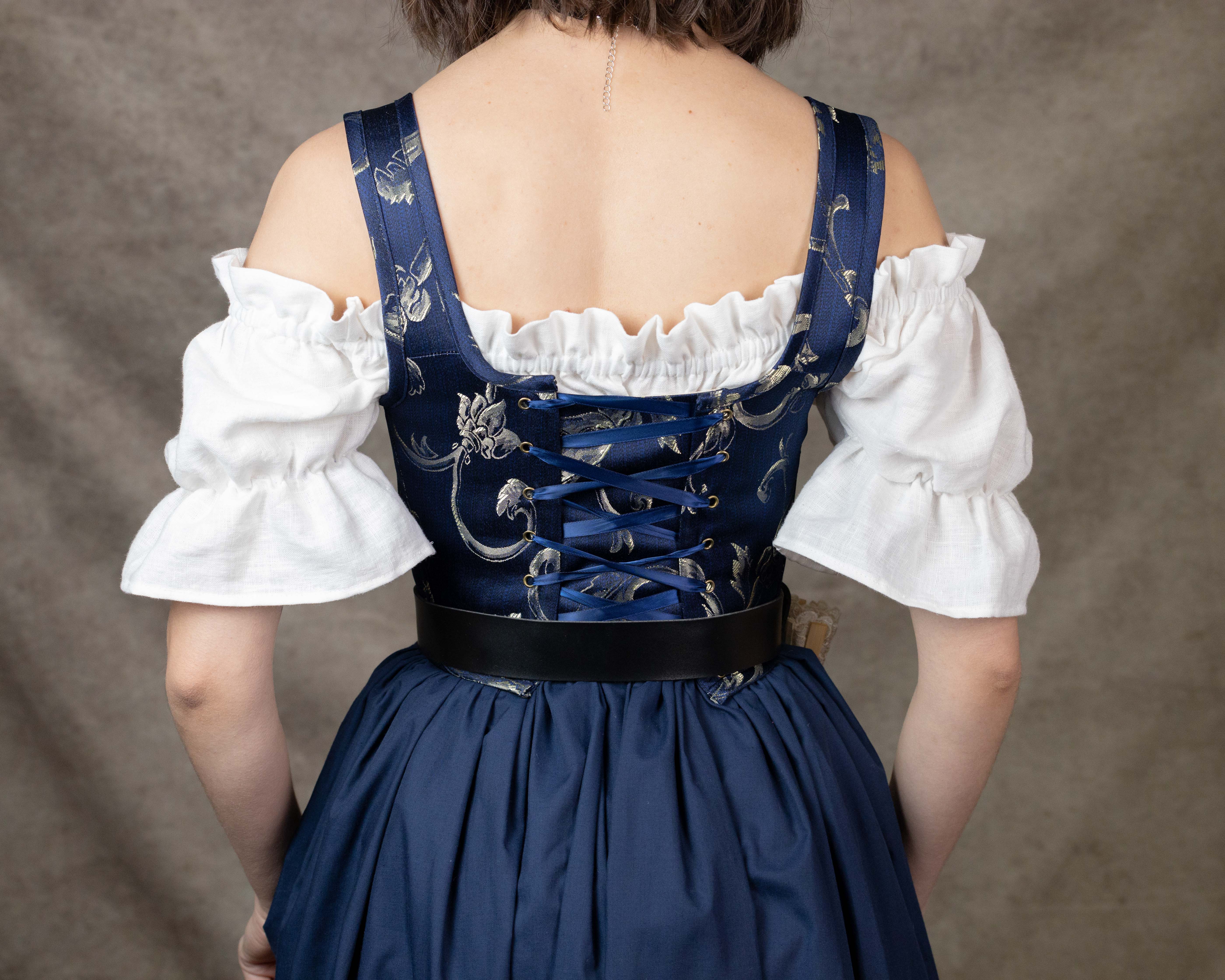 Handmade Blue and Gold Jacquard Stays - Image 9