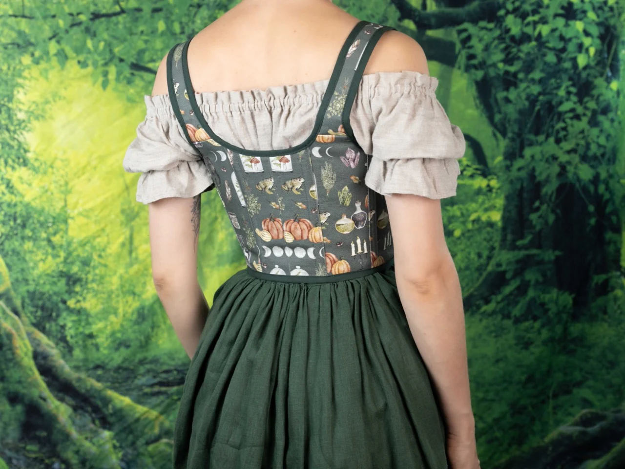 Handmade Dark Green Witchy Bodice - Image 5