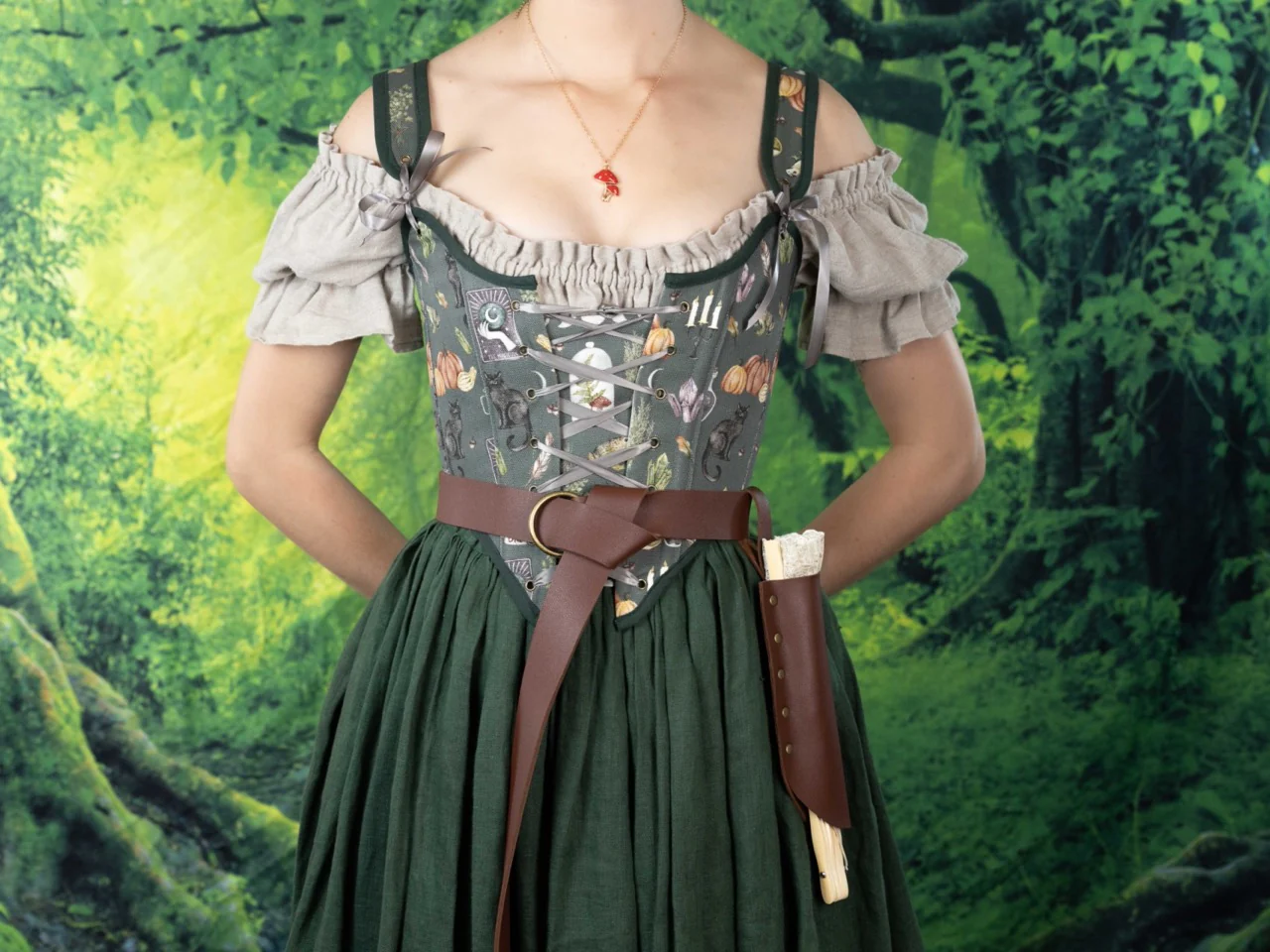 Handmade Dark Green Witchy Bodice - Image 7