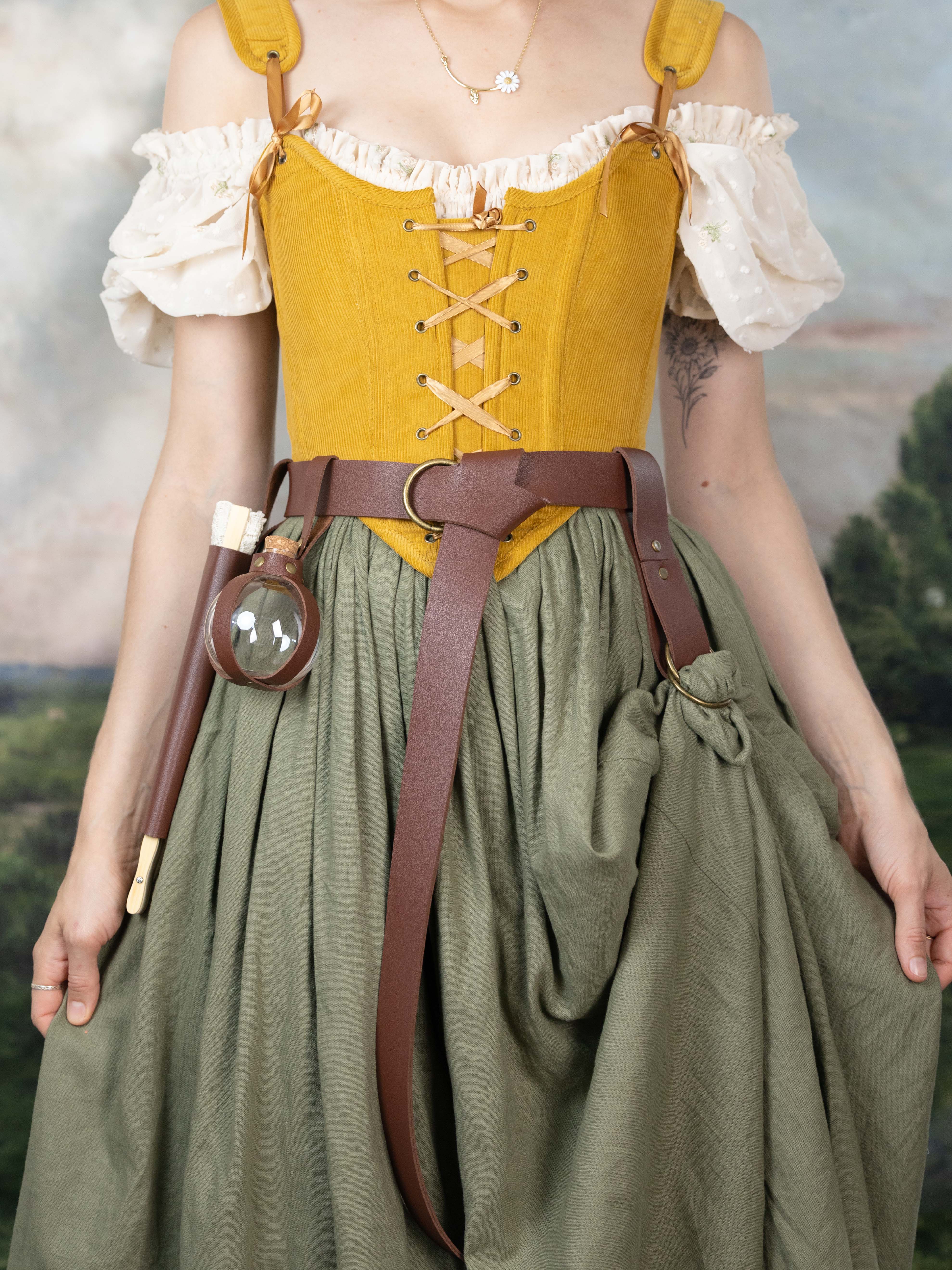 Handmade Mustard Corduroy Renaissance Corset - Image 5