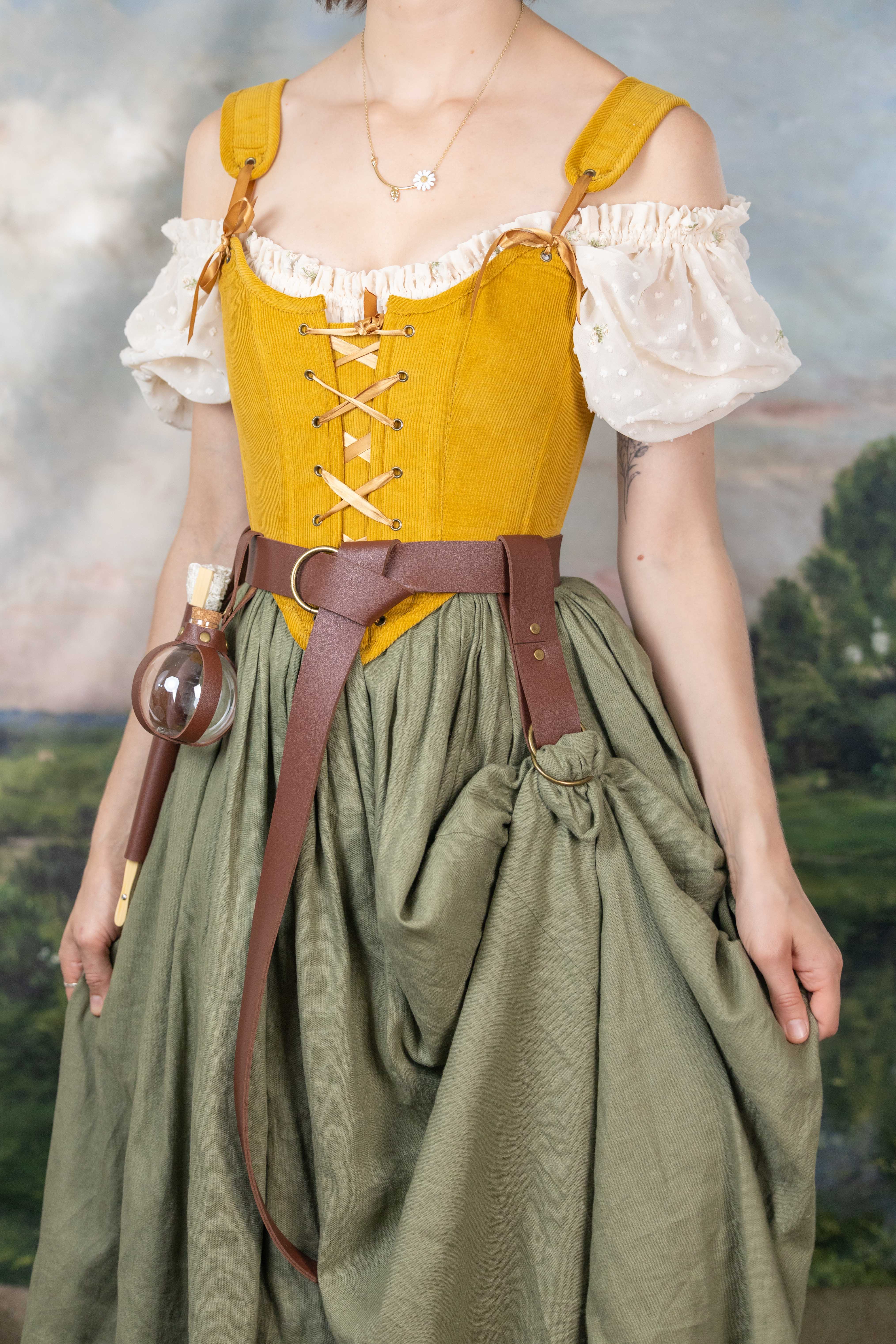 Handmade Mustard Corduroy Renaissance Corset - Image 6
