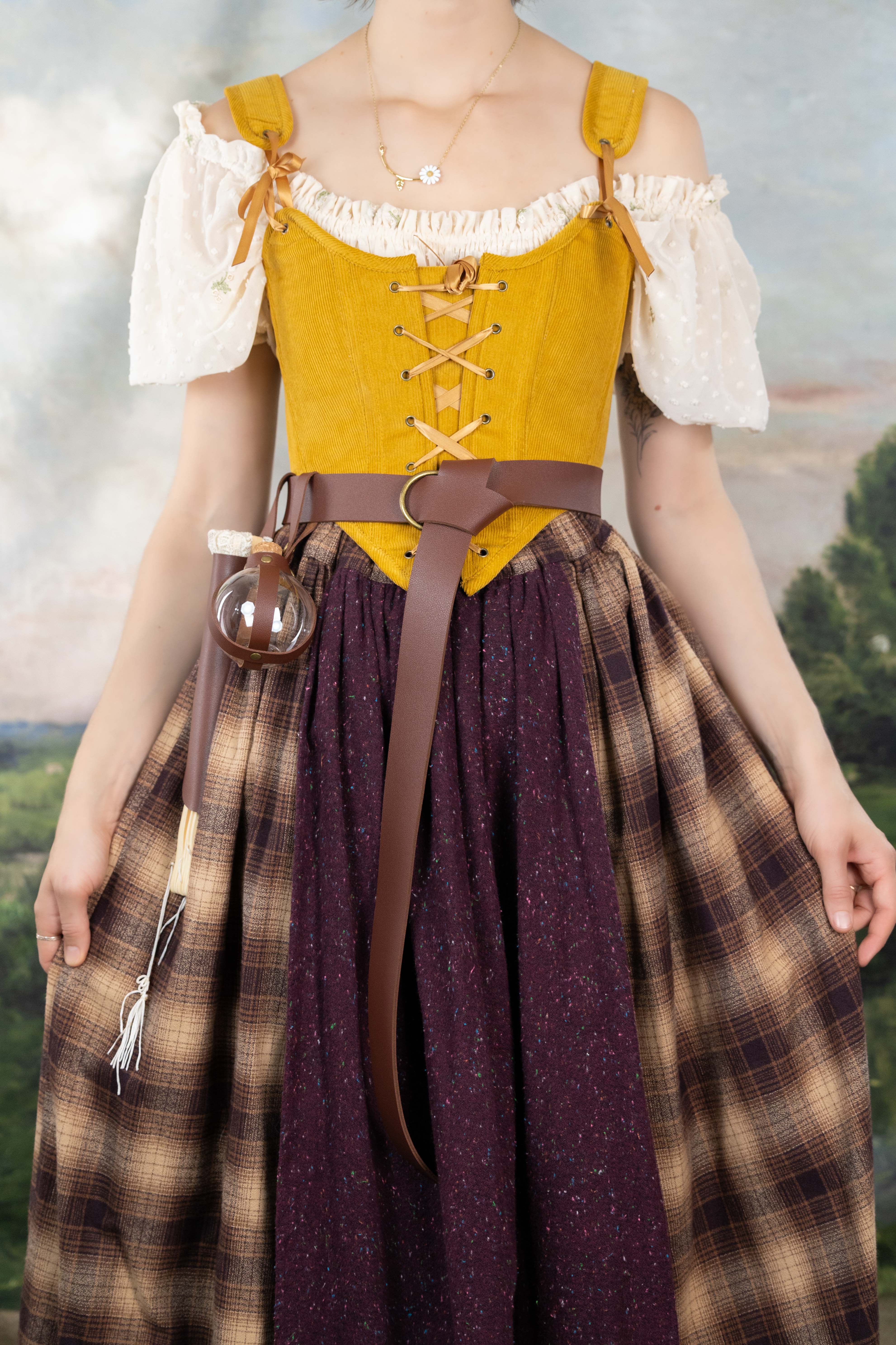 Handmade Mustard Corduroy Renaissance Corset - Image 7