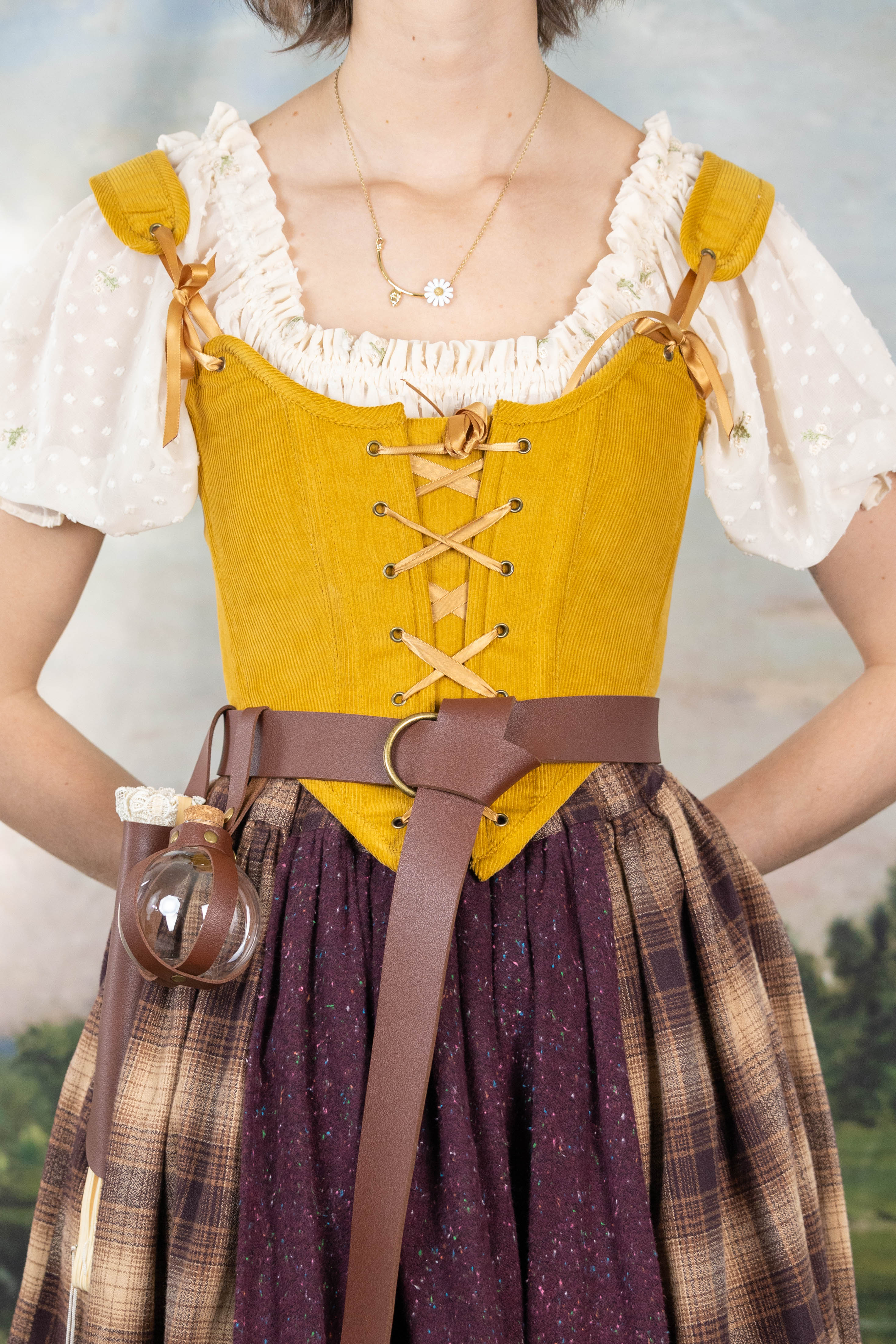 Handmade Mustard Corduroy Renaissance Corset - Image 8