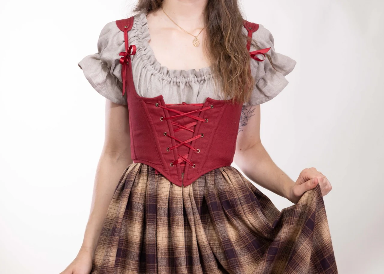 Handmade Red Linen Corset - Image 2