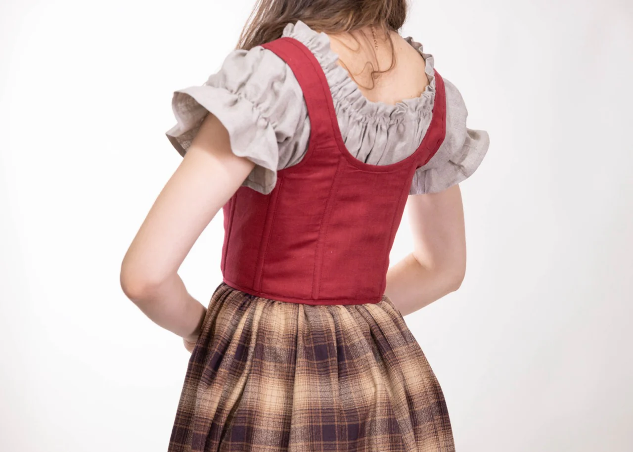 Handmade Red Linen Corset - Image 3