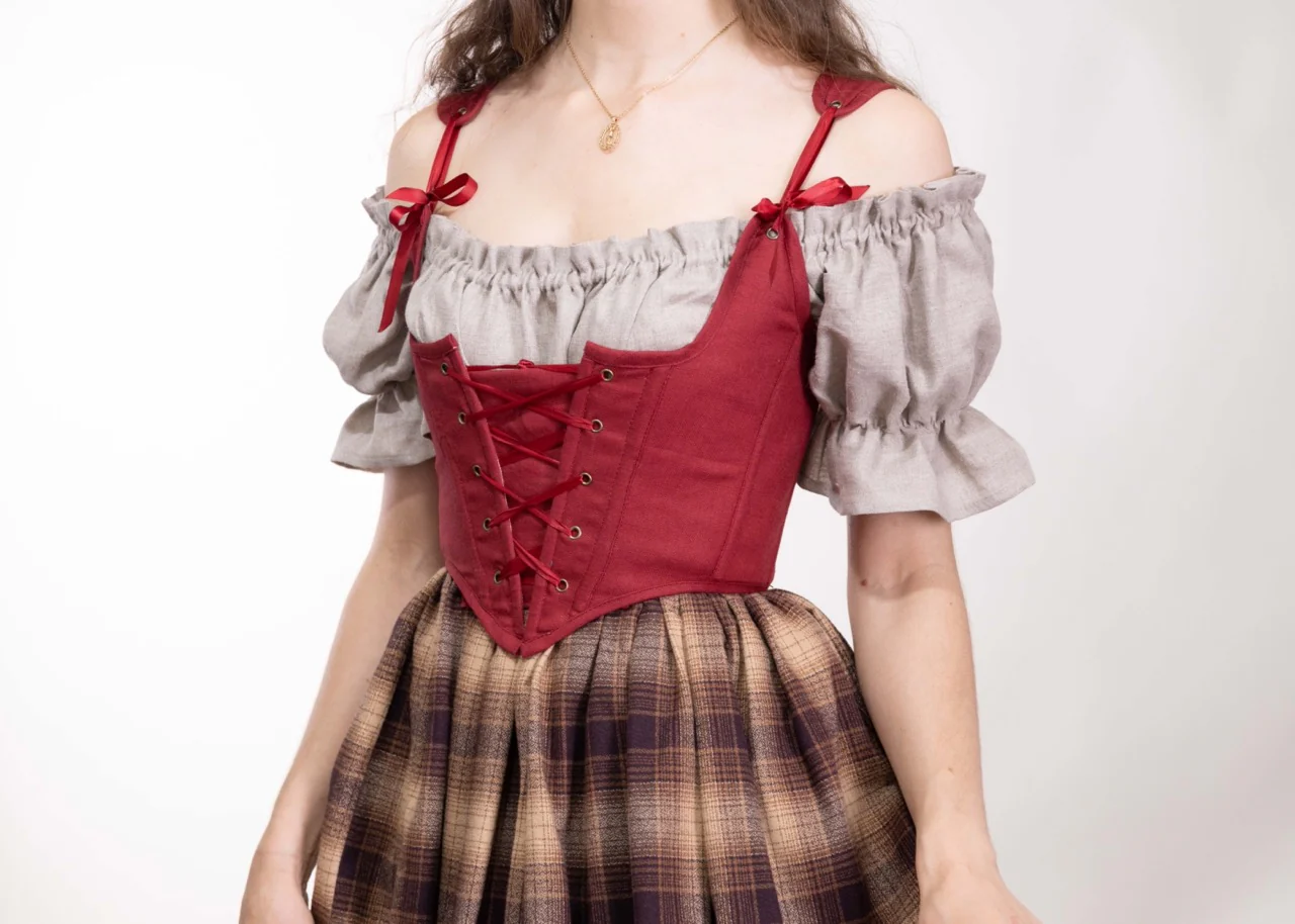 Handmade Red Linen Corset - Image 5