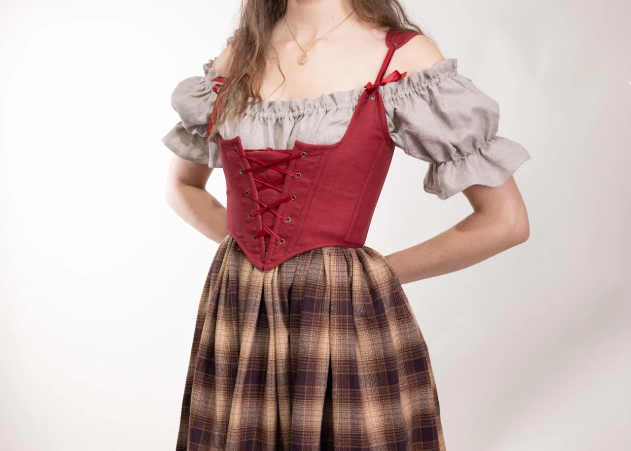 Handmade Red Linen Corset - Image 6