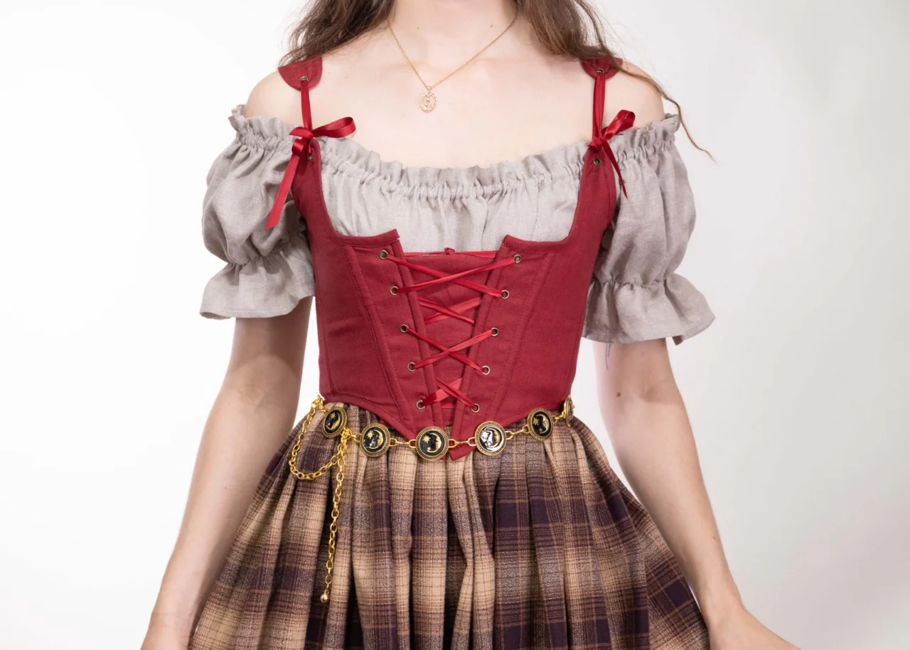 Handmade Red Linen Corset - Image 7