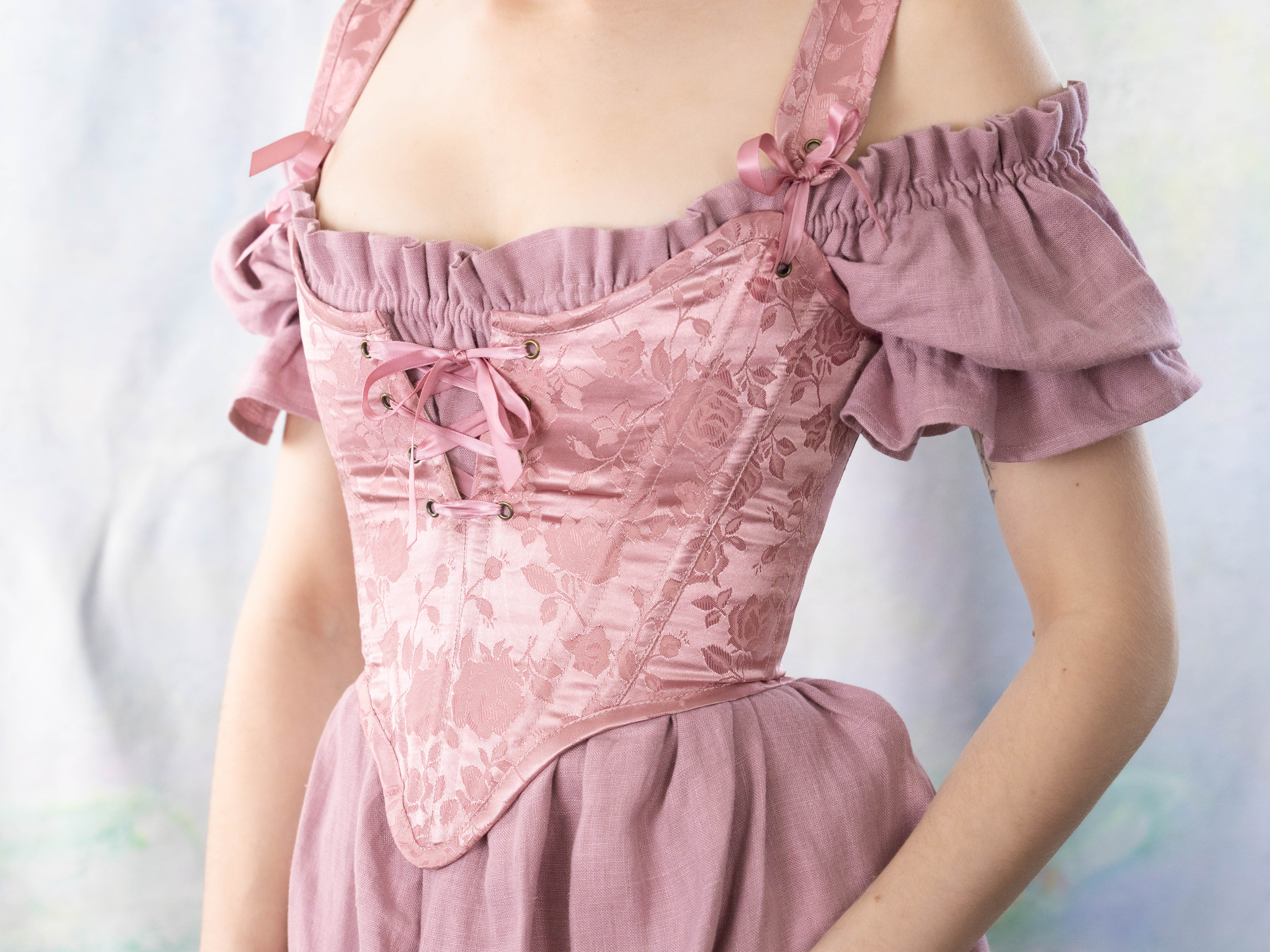 Handmade Pink Floral Satin Sarah Sanderson Stays - Image 5