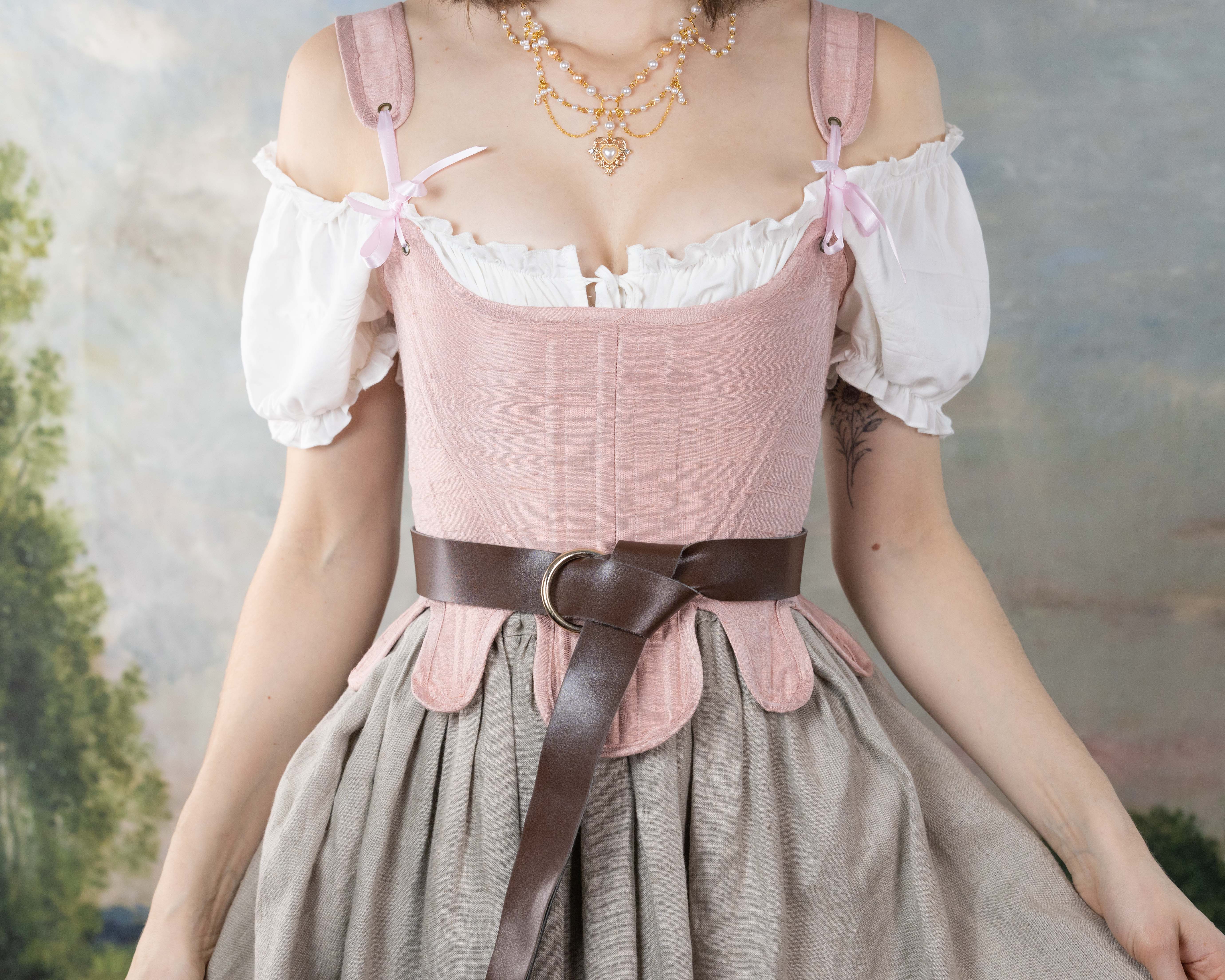 Handmade Pink Silk Dupioni 18th Century Stays - Image 8