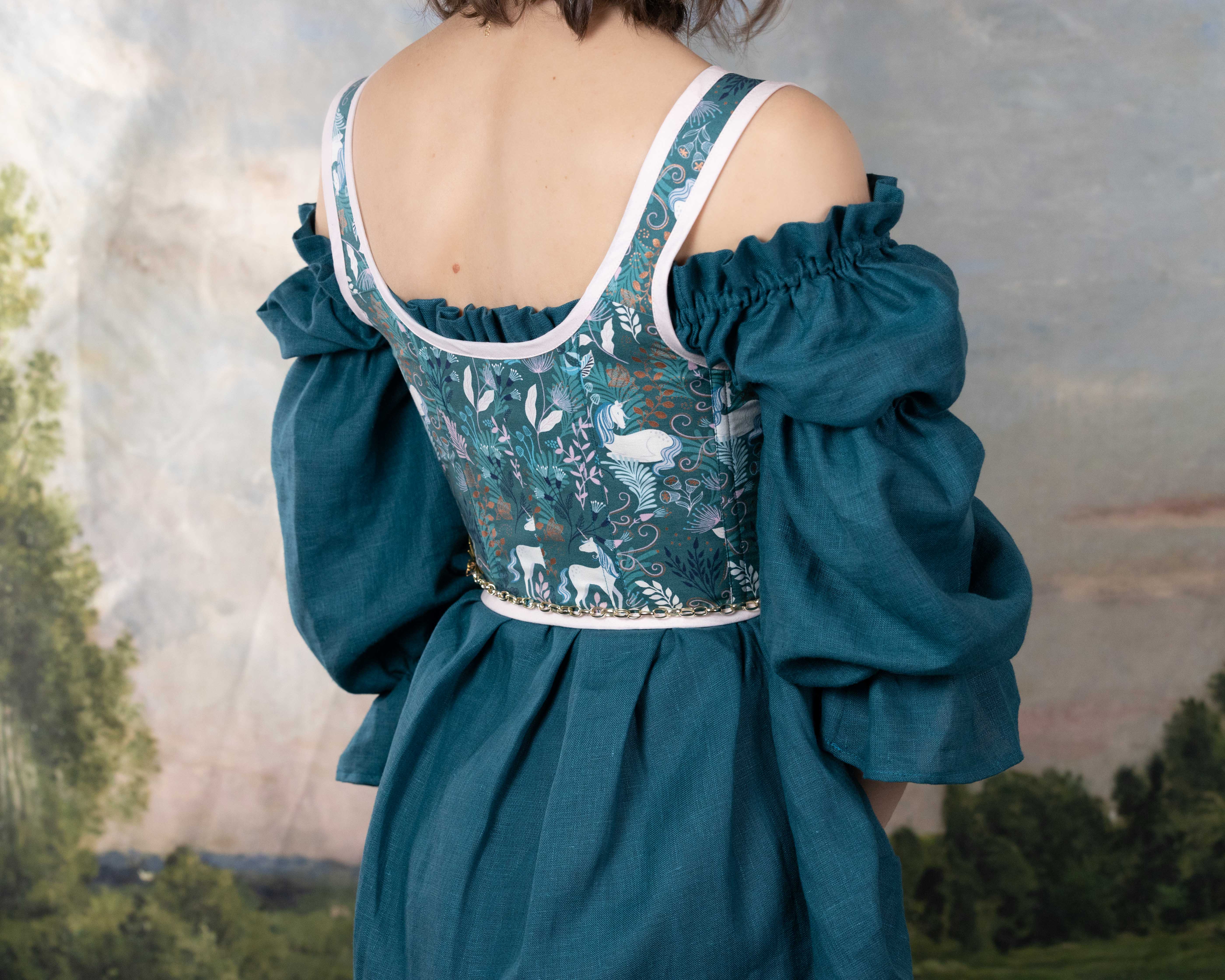 Handmade Teal Unicorn Corset - Image 3