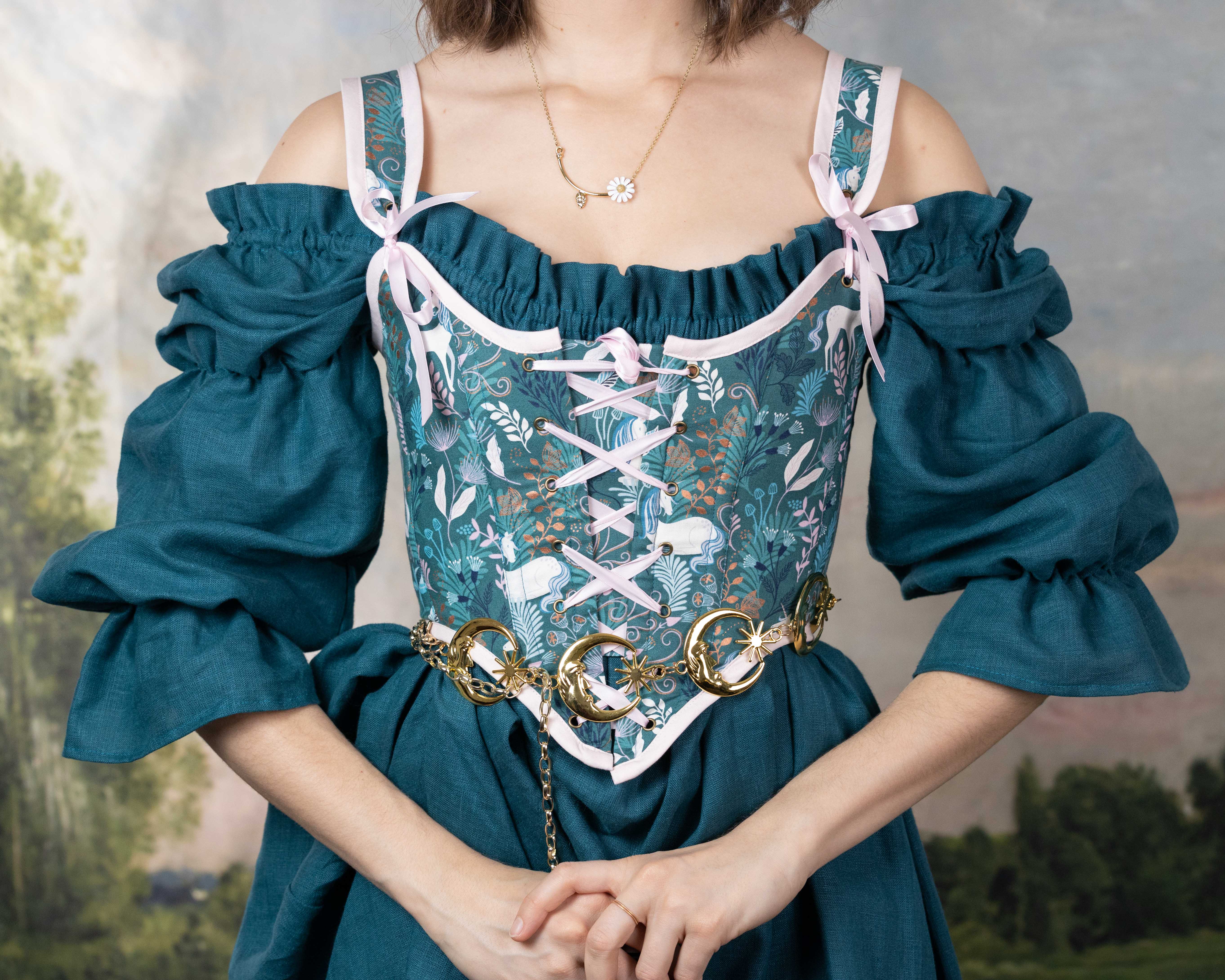 Handmade Teal Unicorn Corset - Image 5