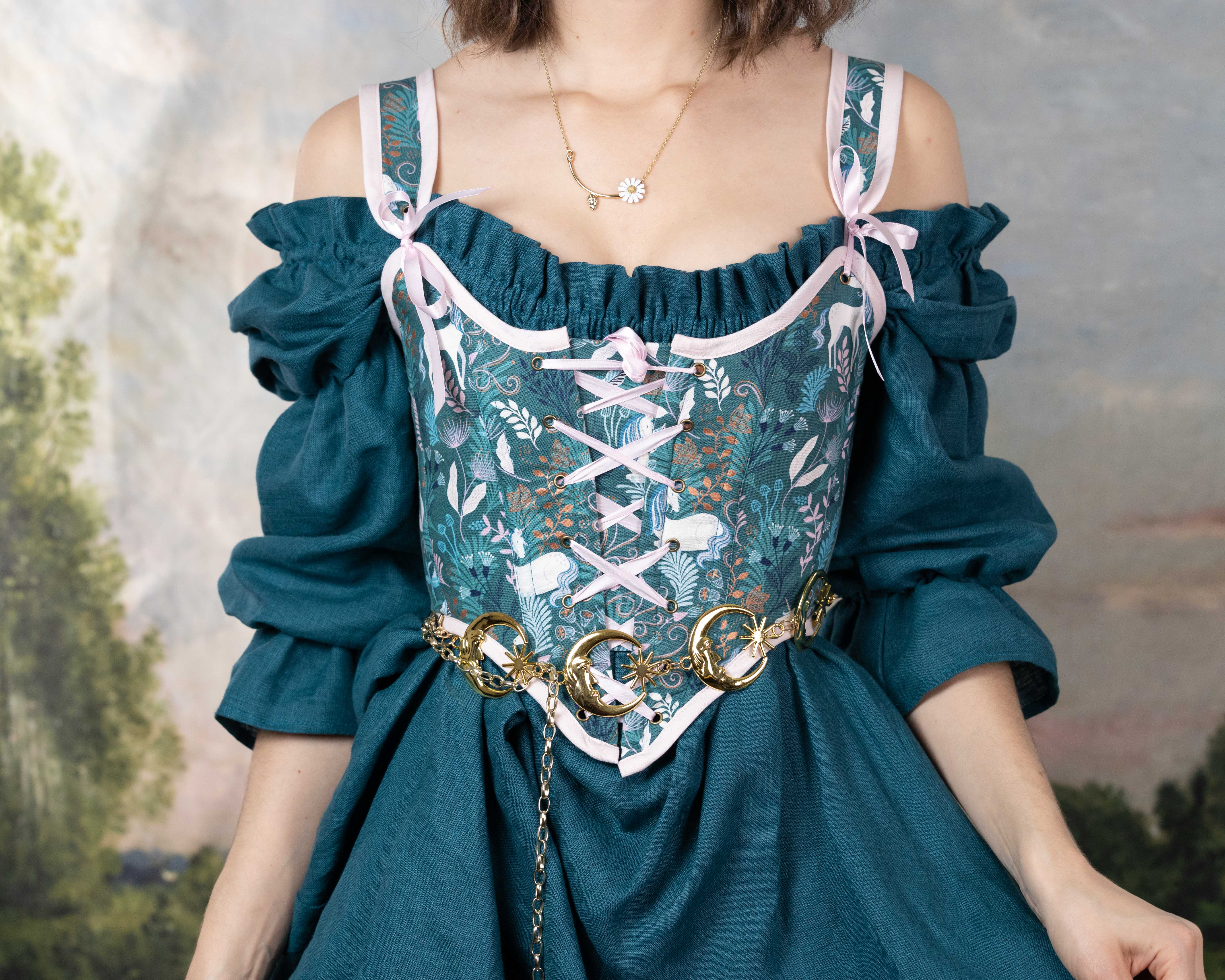 Handmade Teal Unicorn Corset - Image 6