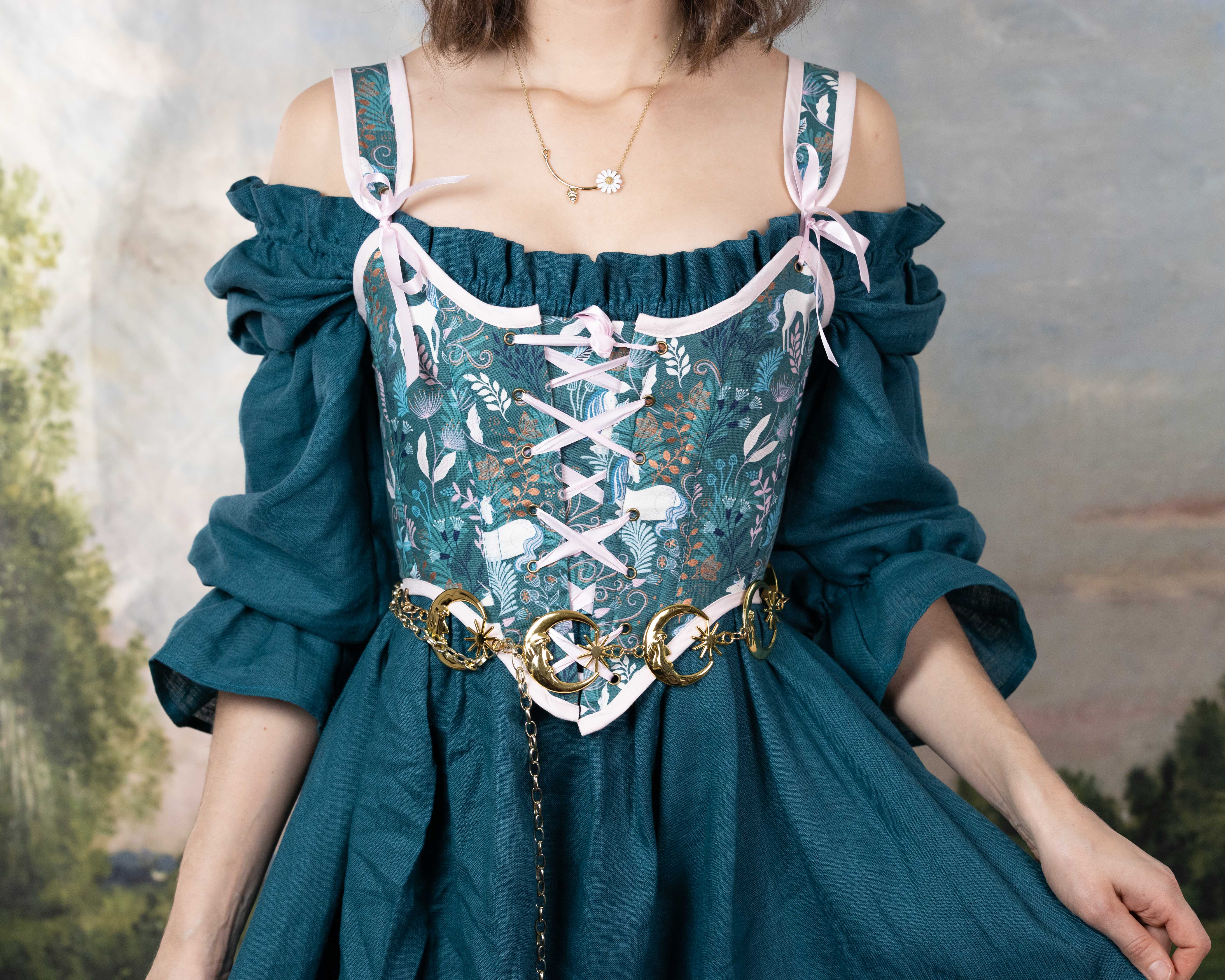 Handmade Teal Unicorn Corset - Image 9