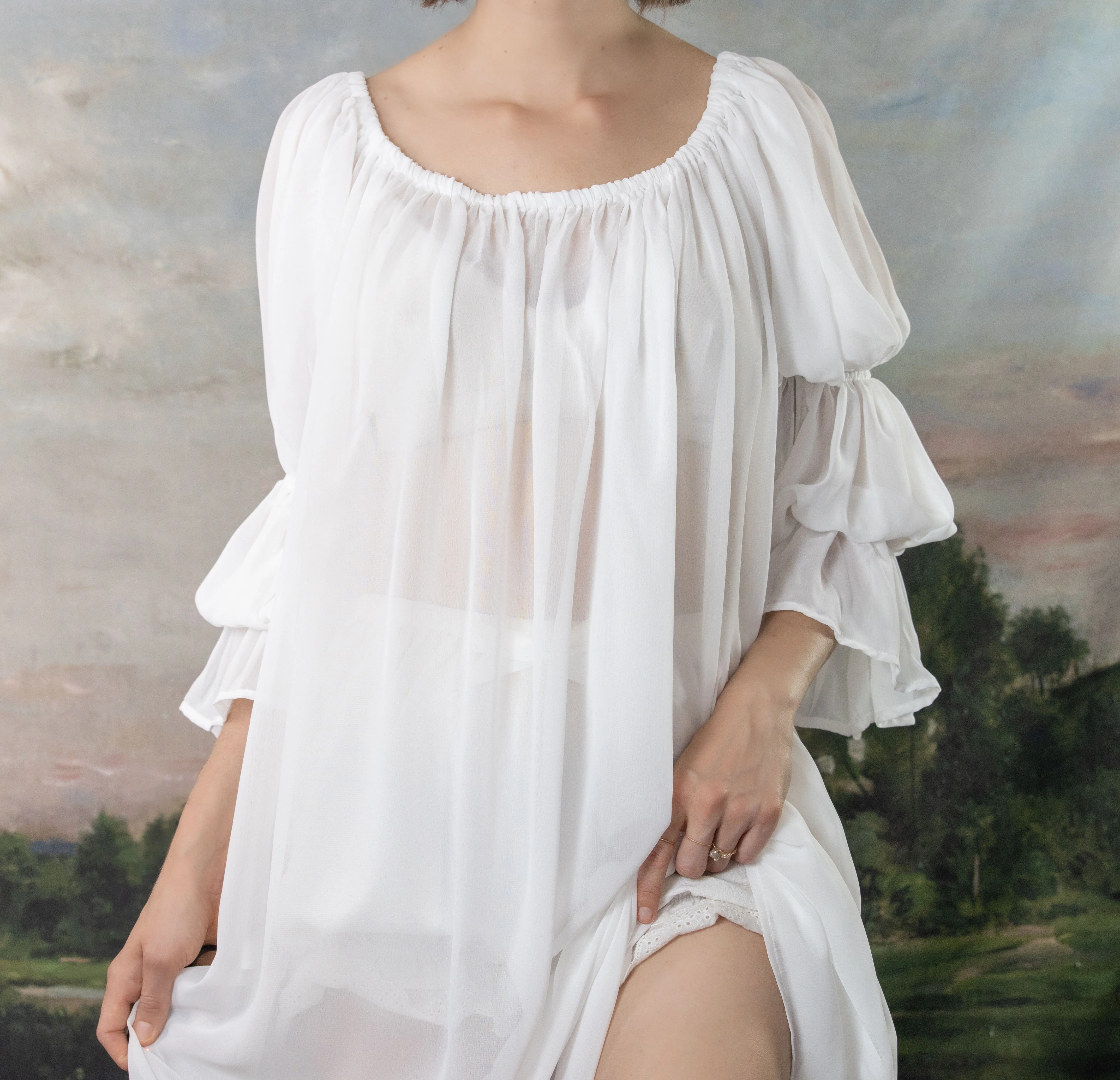 Soft White Chiffon Chemise - Image 6