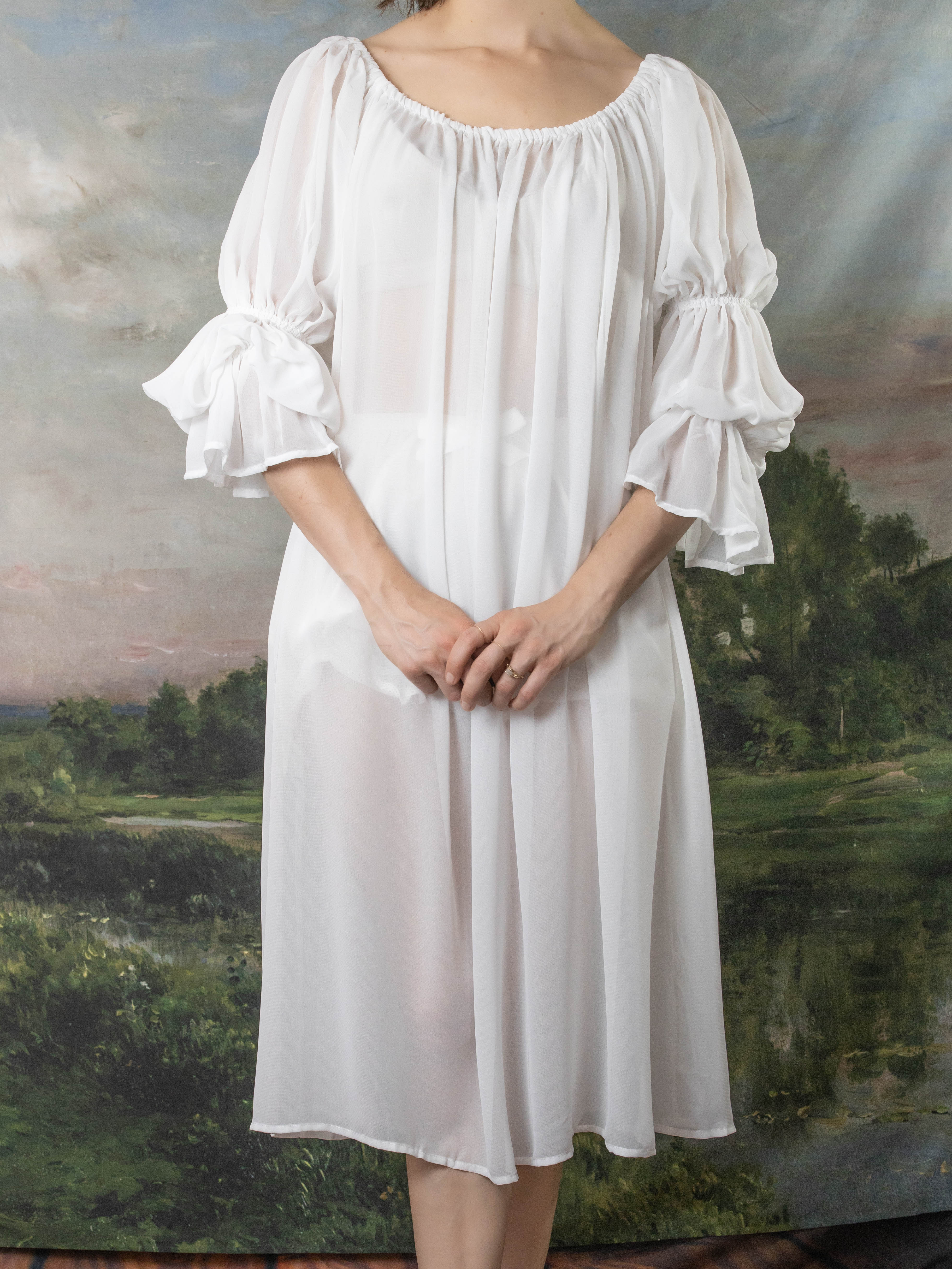 Soft White Chiffon Chemise - Image 7