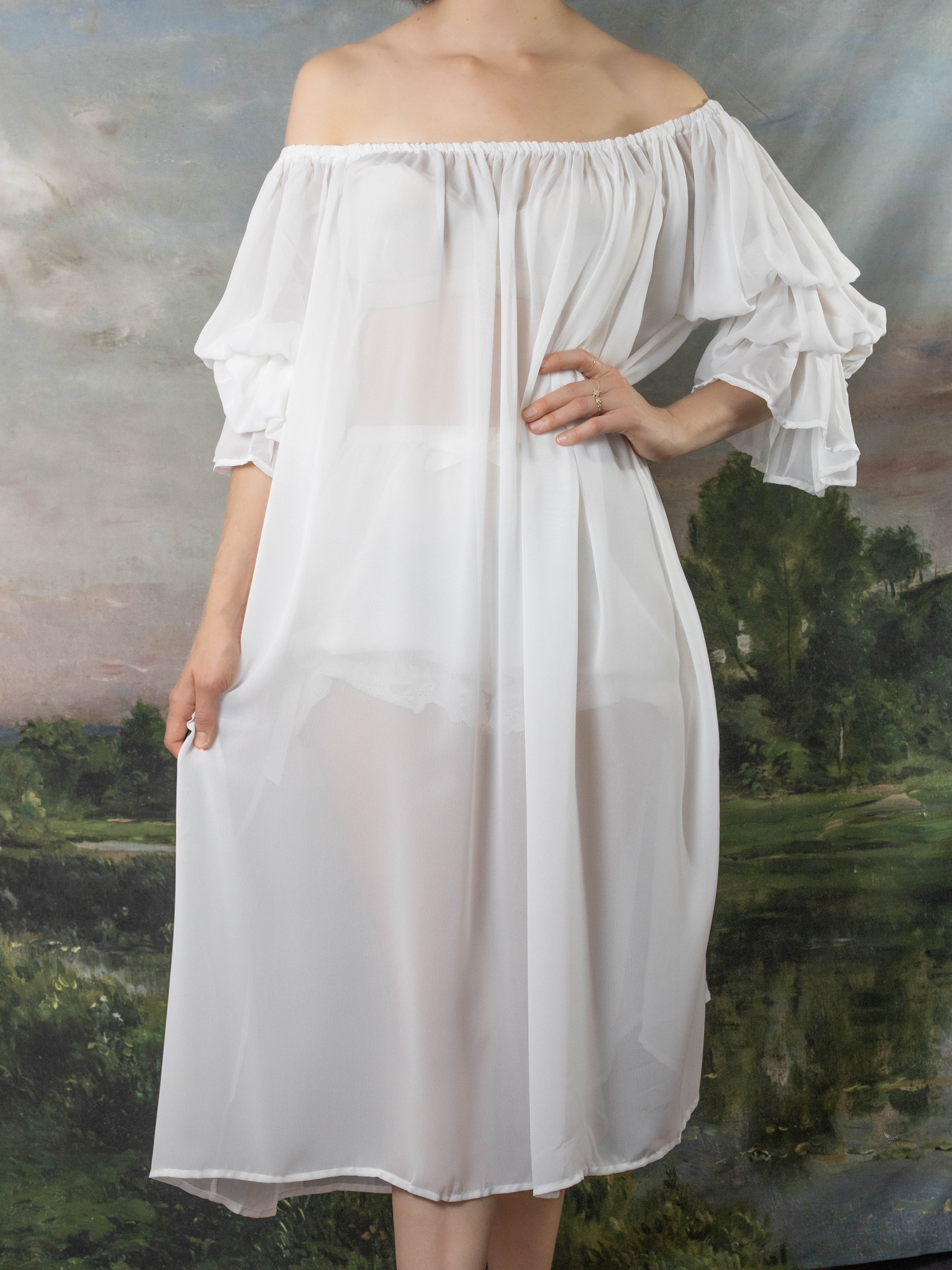 Soft White Chiffon Chemise - Image 9