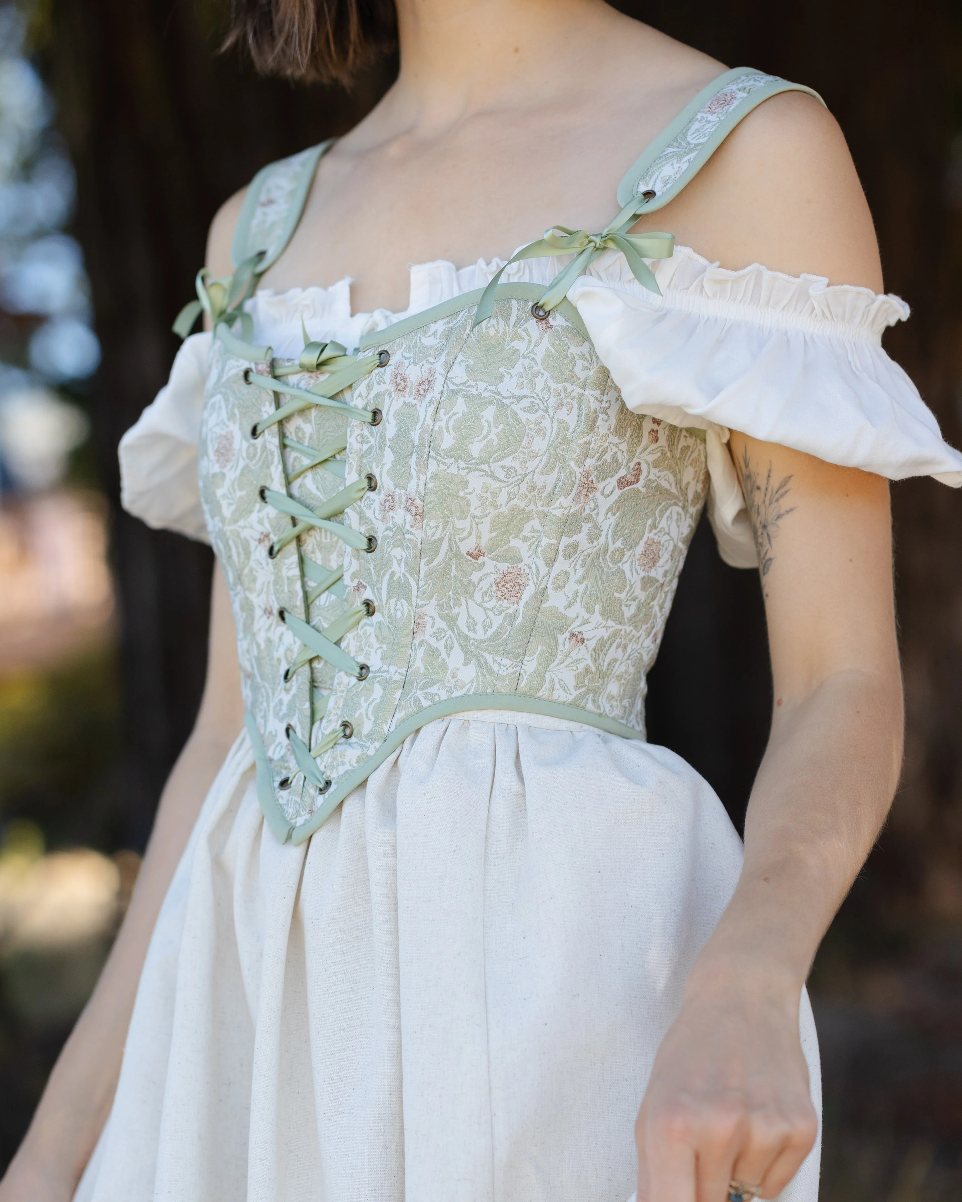 Light Green Jacquard Corset - Image 13